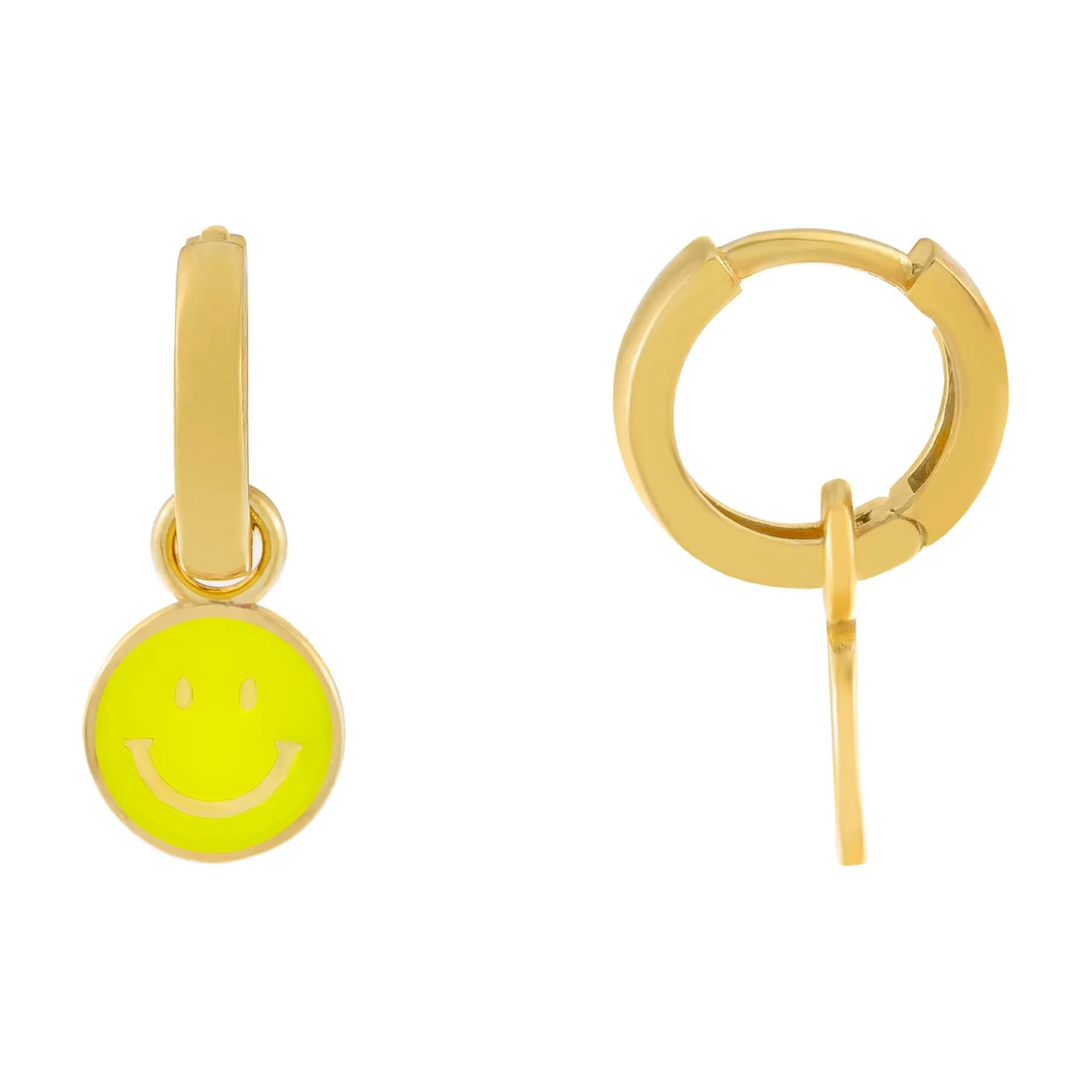 Enamel Smiley Face Huggie Earring