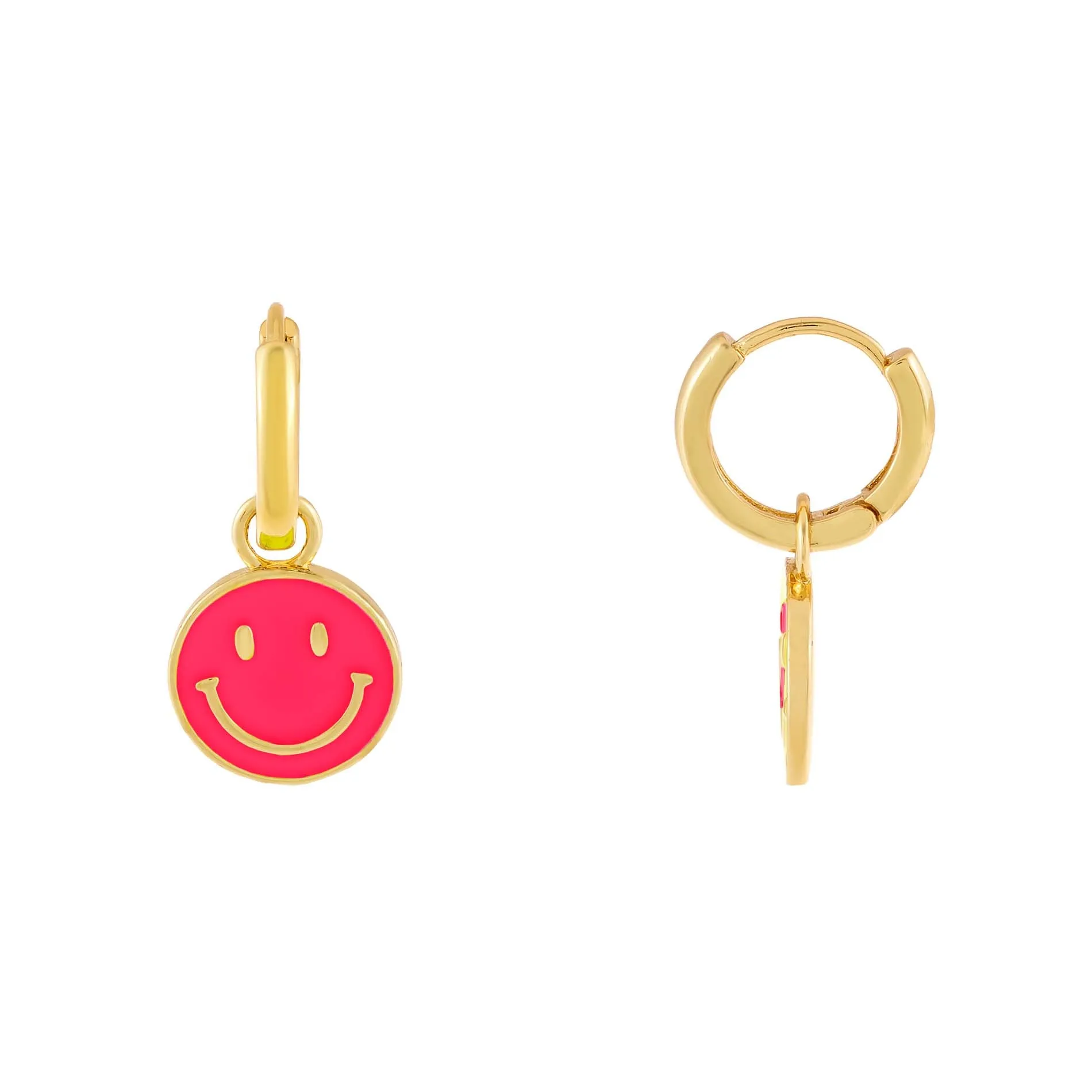 Enamel Smiley Face Huggie Earring