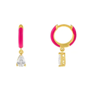 Enamel Teardrop Huggie Earring