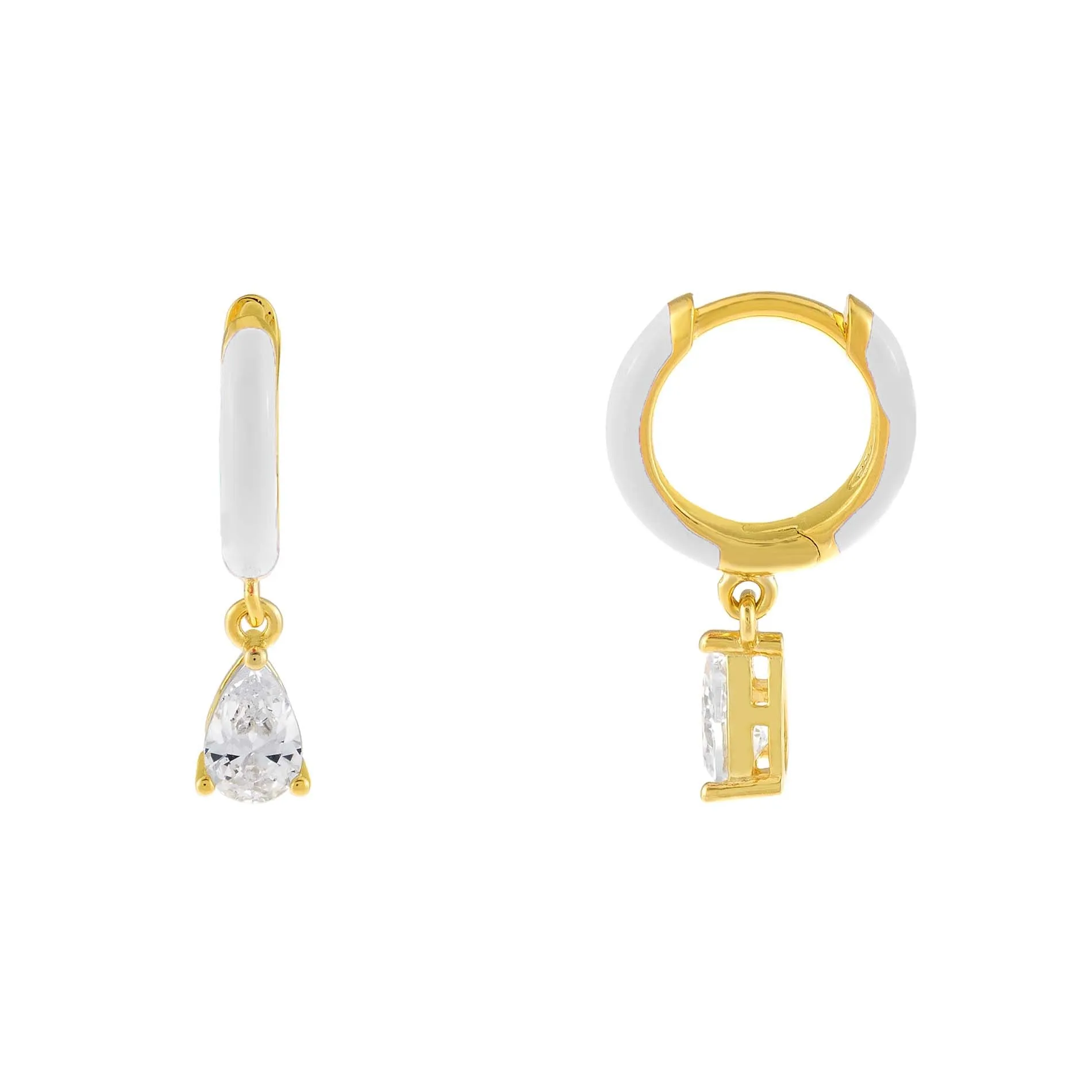 Enamel Teardrop Huggie Earring