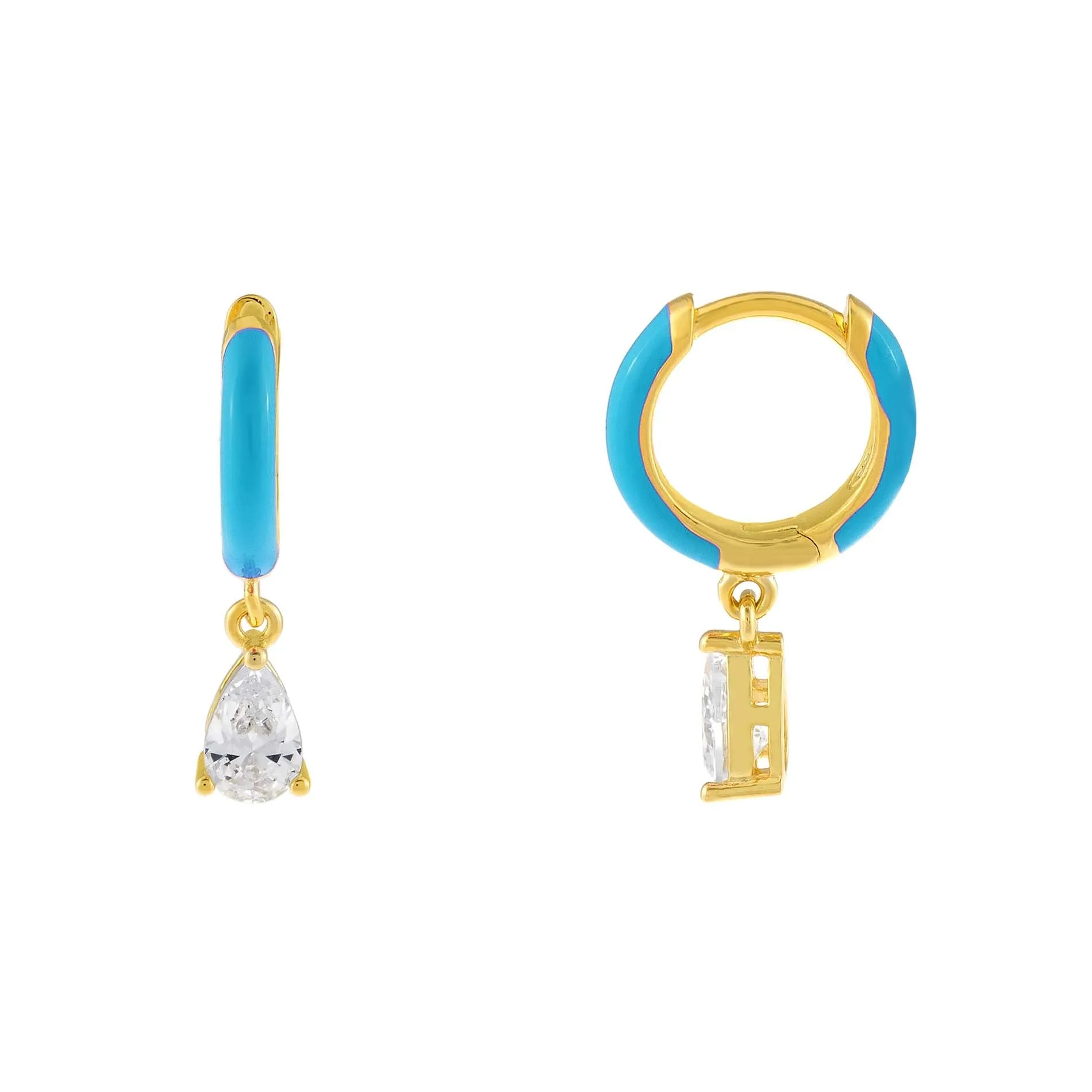 Enamel Teardrop Huggie Earring