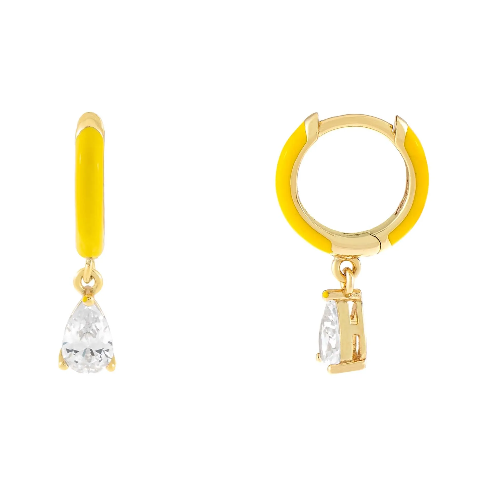 Enamel Teardrop Huggie Earring