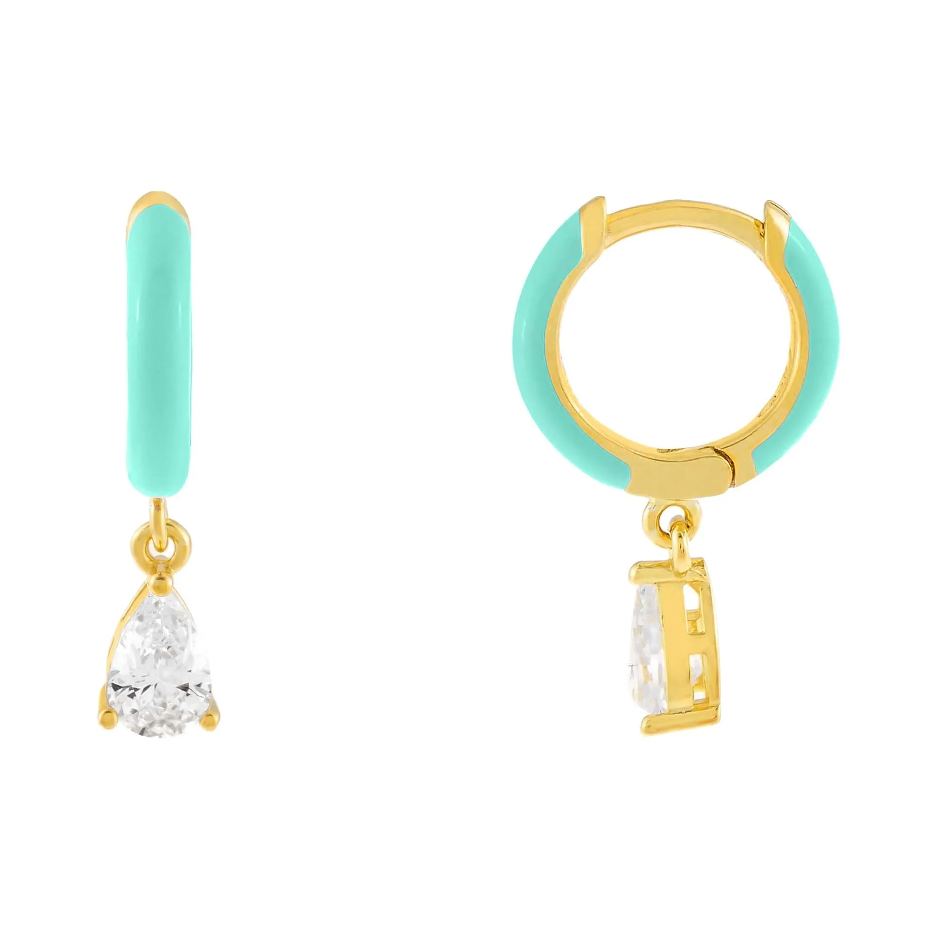 Enamel Teardrop Huggie Earring