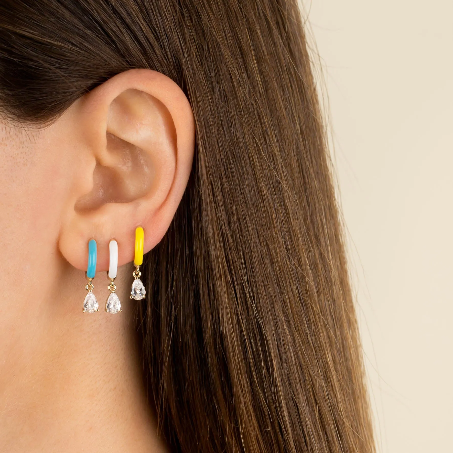 Enamel Teardrop Huggie Earring