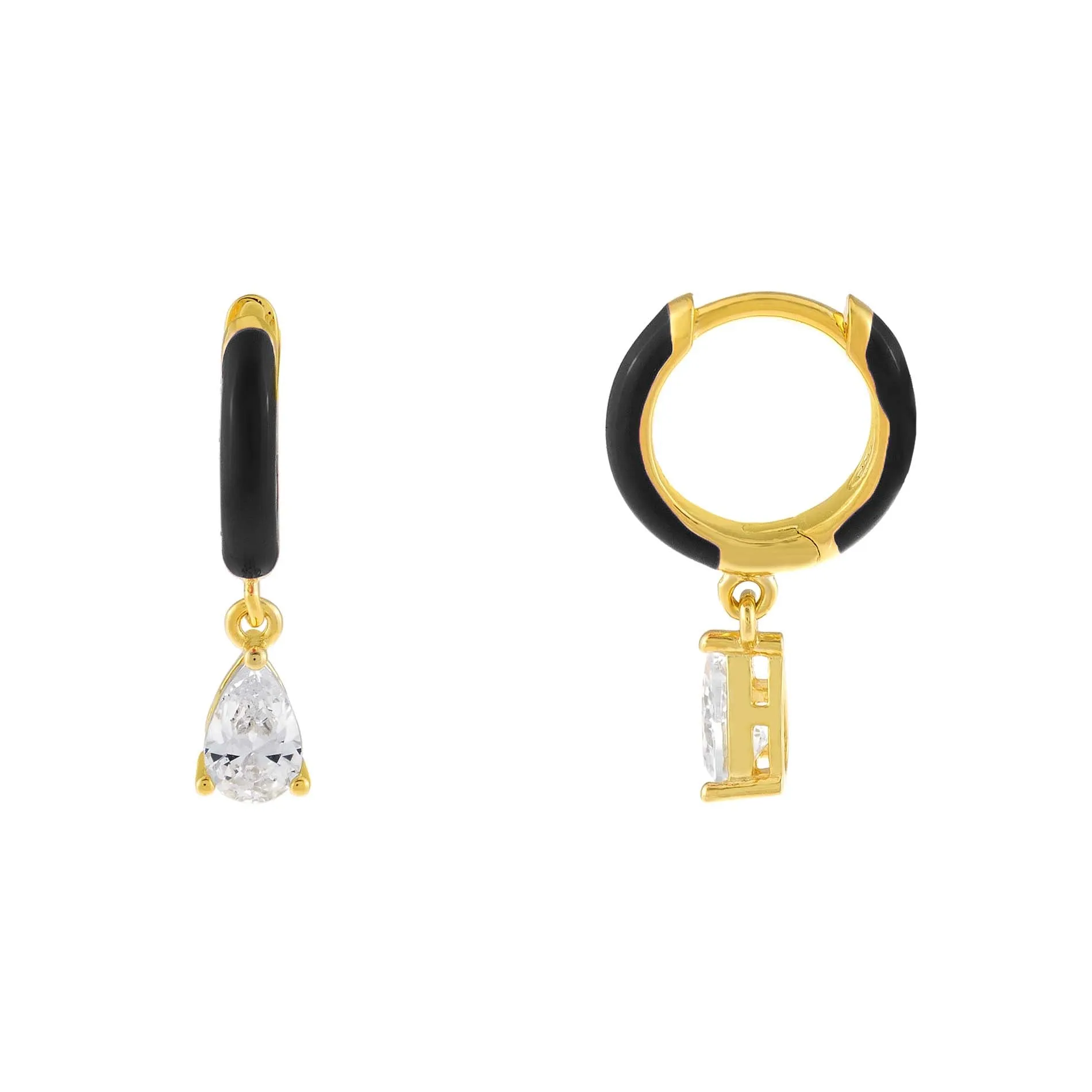 Enamel Teardrop Huggie Earring