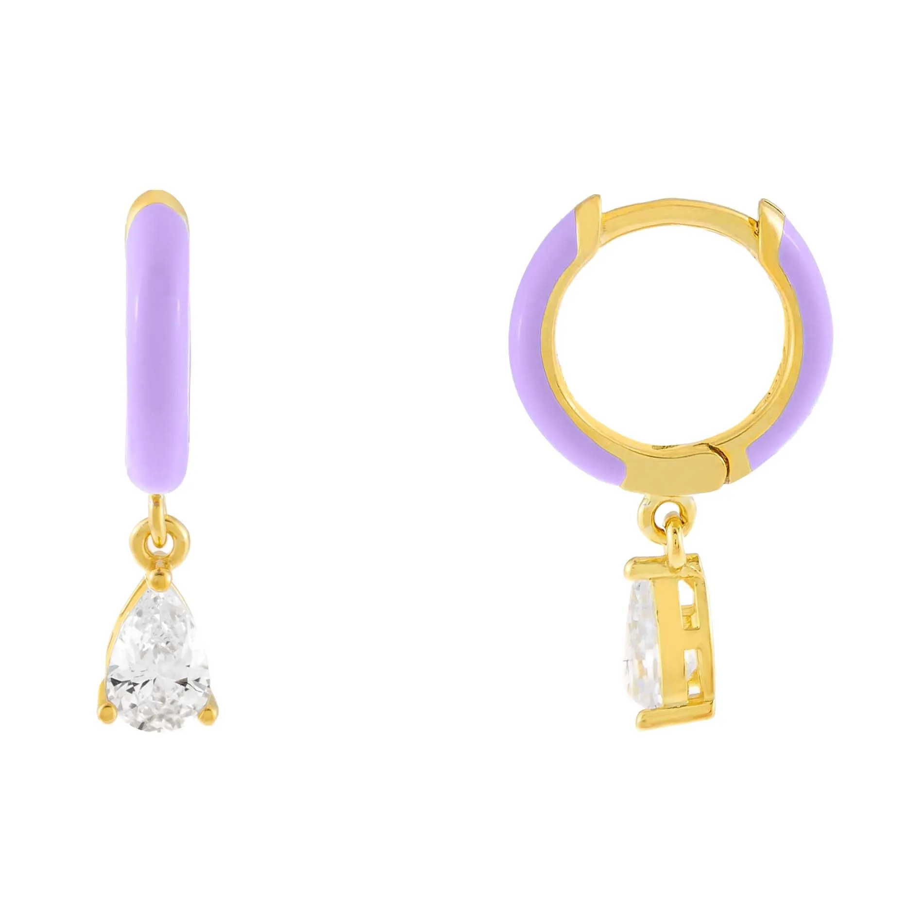 Enamel Teardrop Huggie Earring