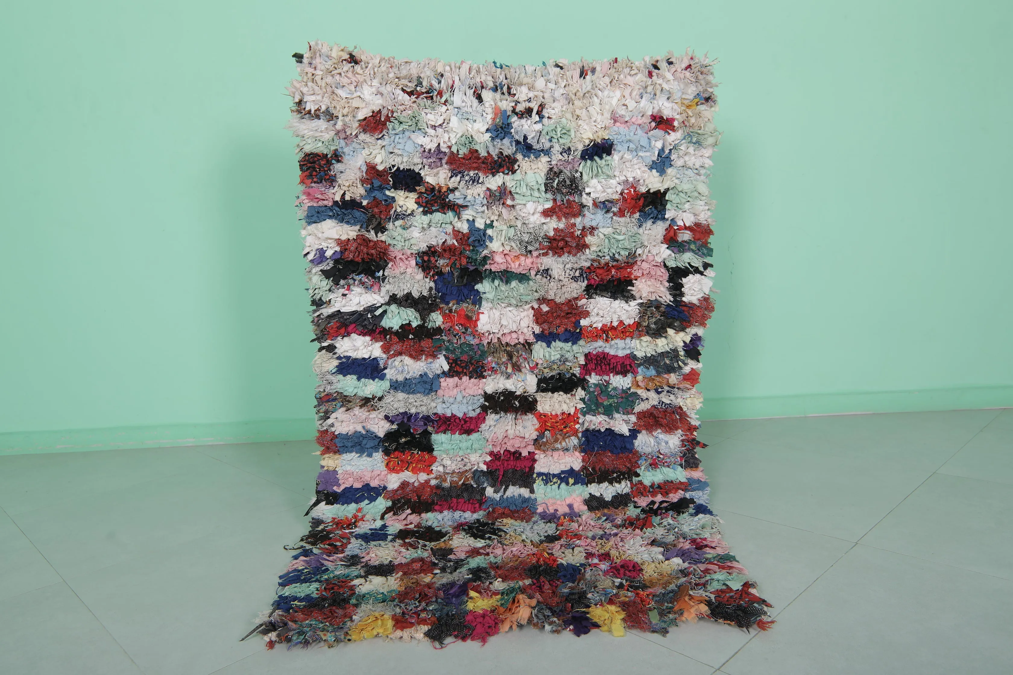 Fabulous Boucherouite Rug - 3x5.4 ft | Handwoven Moroccan Design