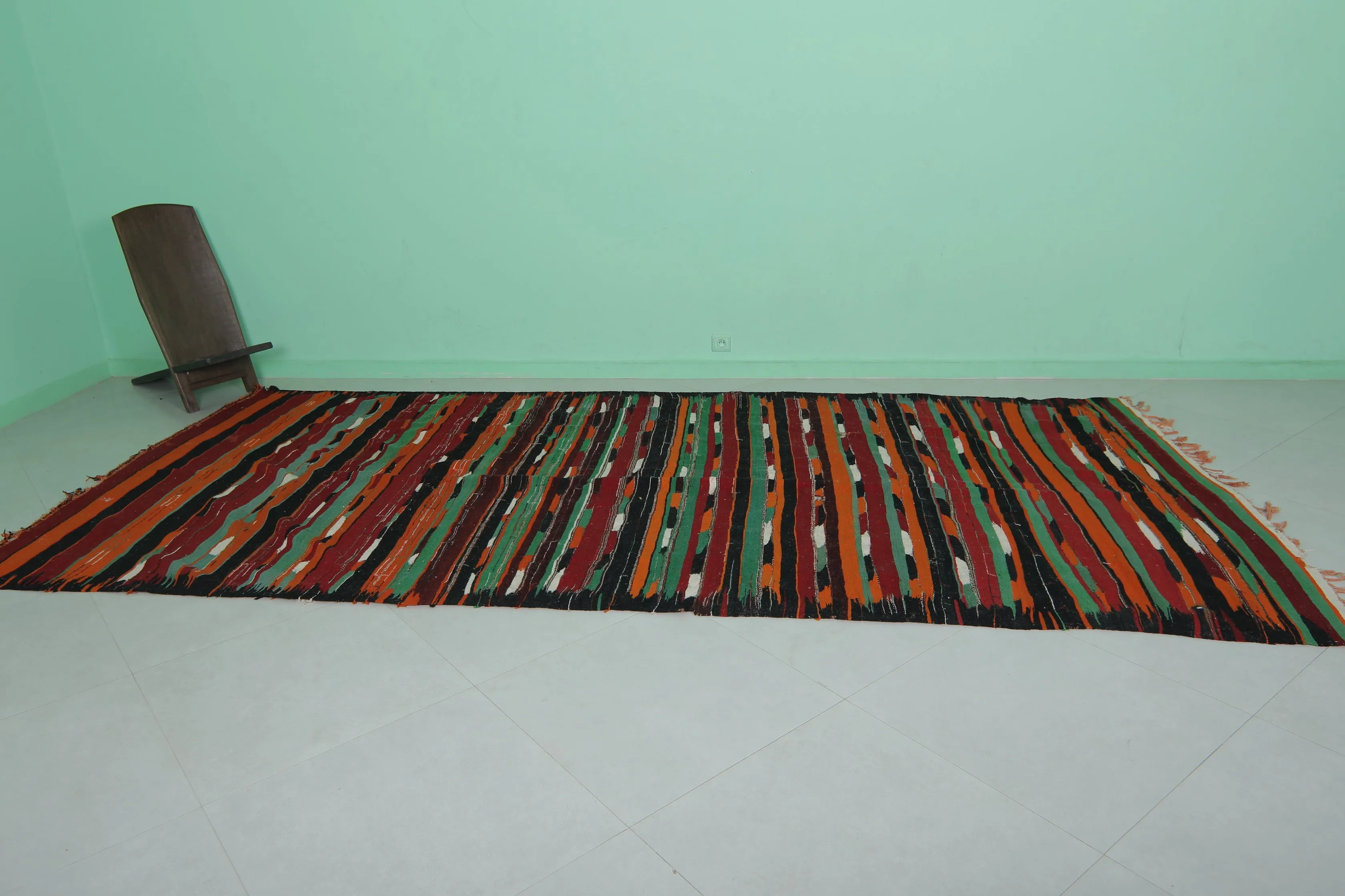 Fabulous Moroccan Flat Woven Rug - 5.9FT X 12.5FT