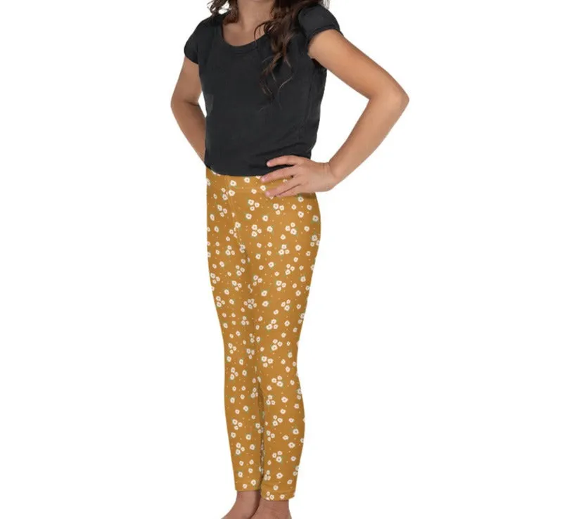 Field of Gold Floral Kid's Leggings (2T-7)