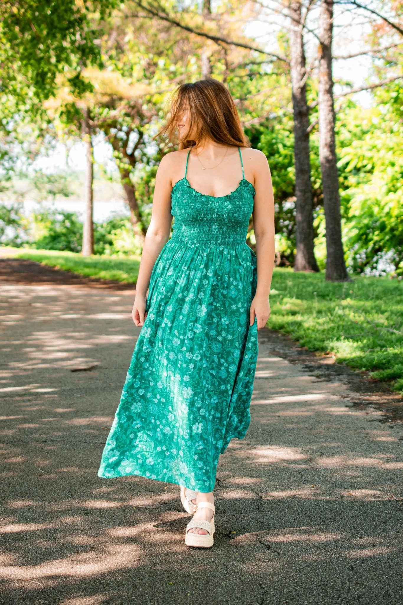 Free People: Sweet Nothings Midi in Forest Combo