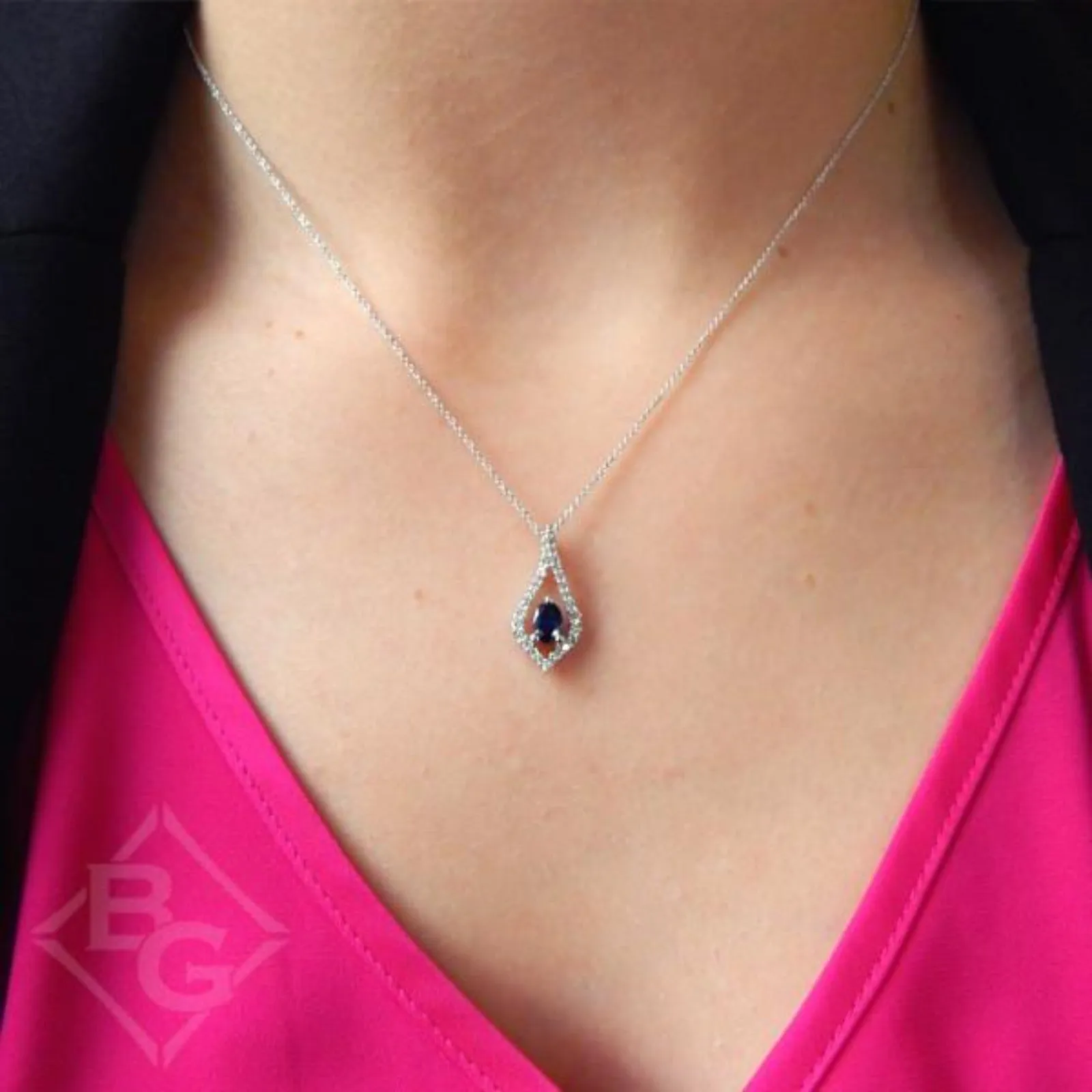 Gabriel & Co. Blue Sapphire & Diamond Teardrop Pendant