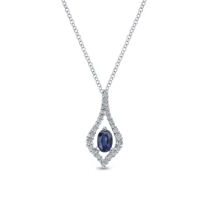 Gabriel & Co. Blue Sapphire & Diamond Teardrop Pendant