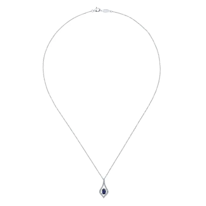 Gabriel & Co. Blue Sapphire & Diamond Teardrop Pendant
