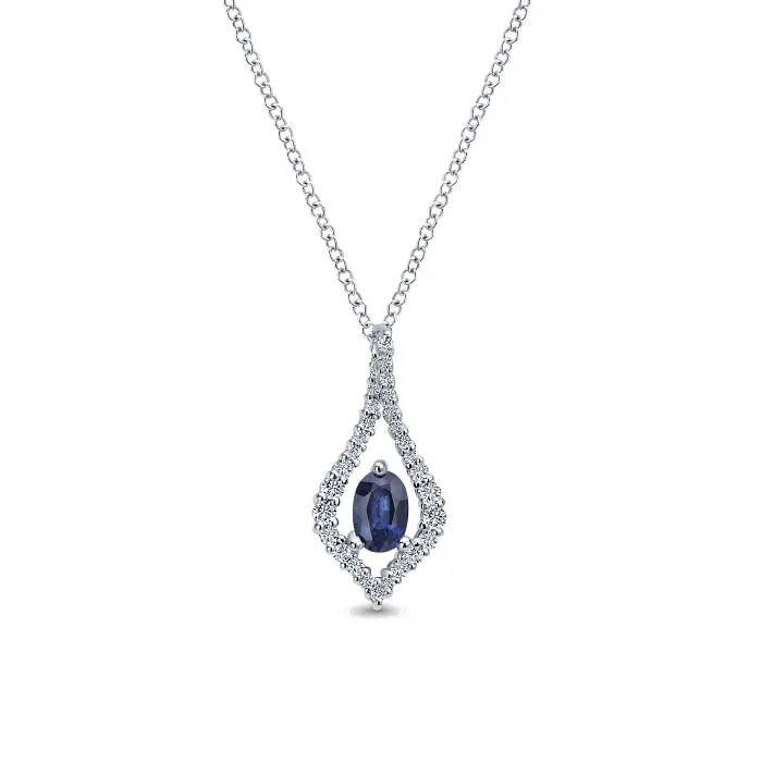 Gabriel & Co. Blue Sapphire & Diamond Teardrop Pendant