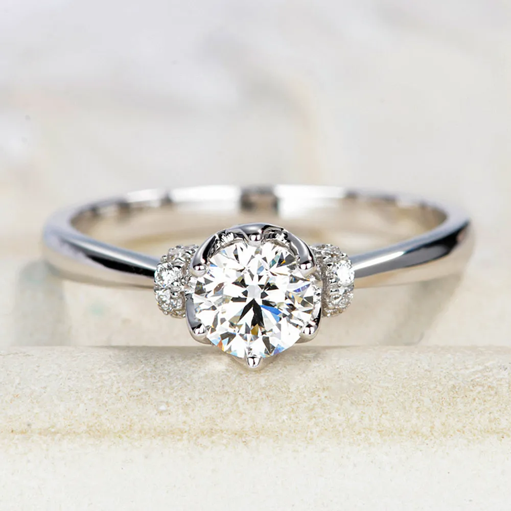 GIA Diamond Side Stone Engagement Ring