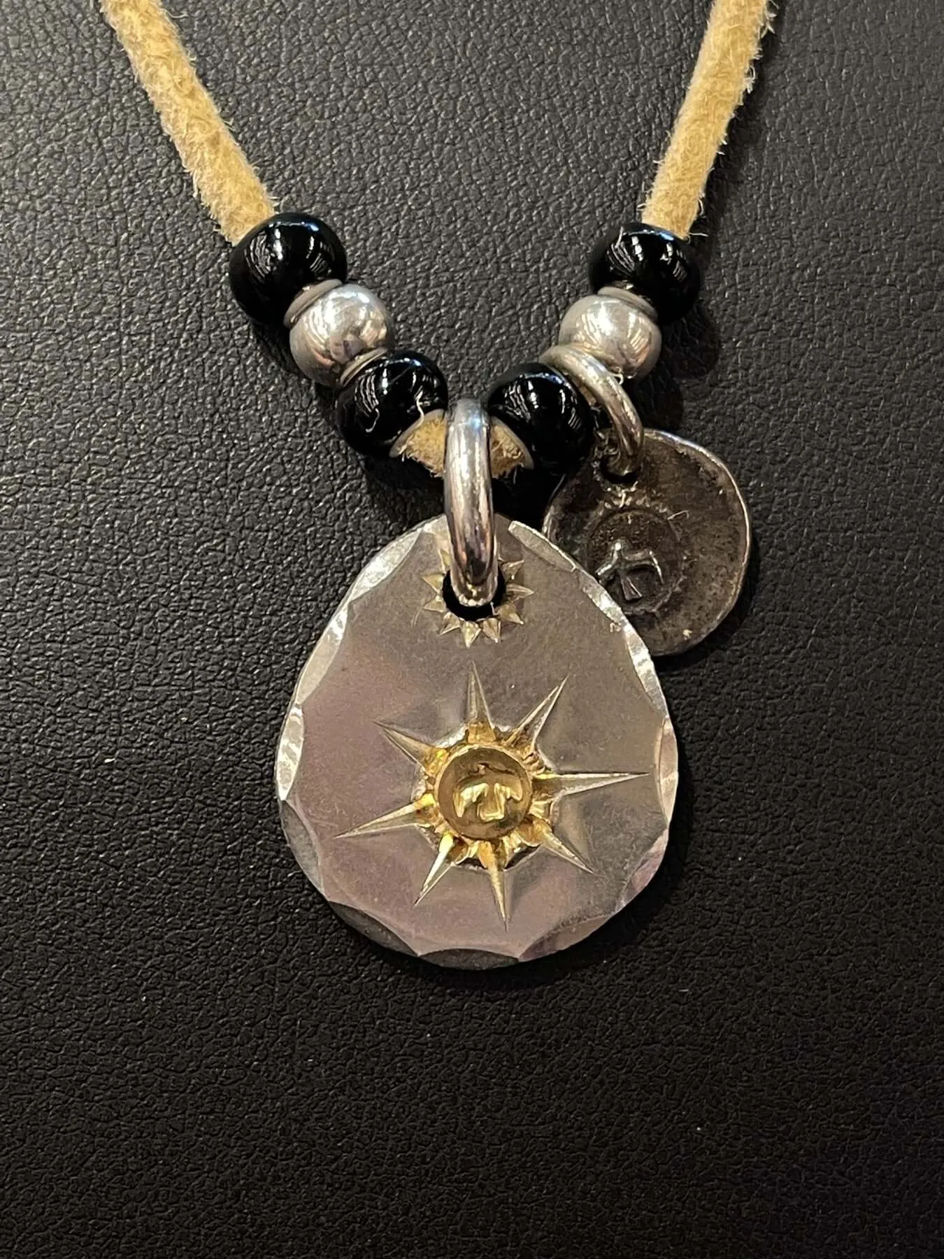 Goros Metal Pendant Setup With Leather Cord