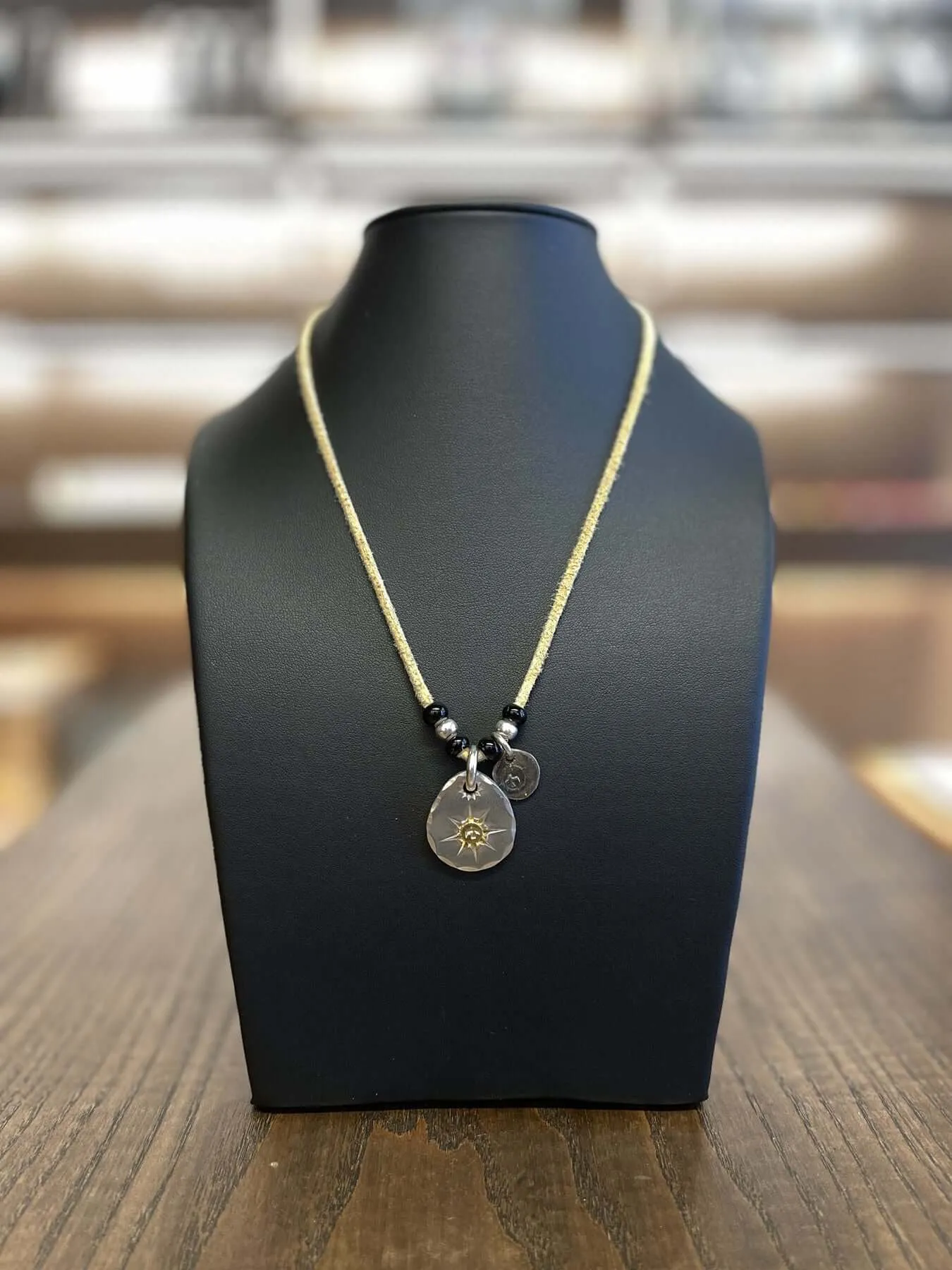 Goros Metal Pendant Setup With Leather Cord