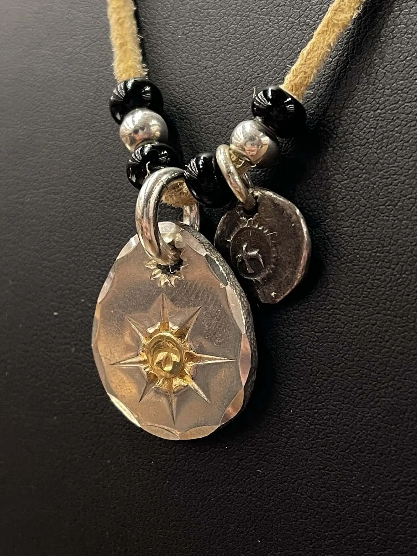 Goros Metal Pendant Setup With Leather Cord