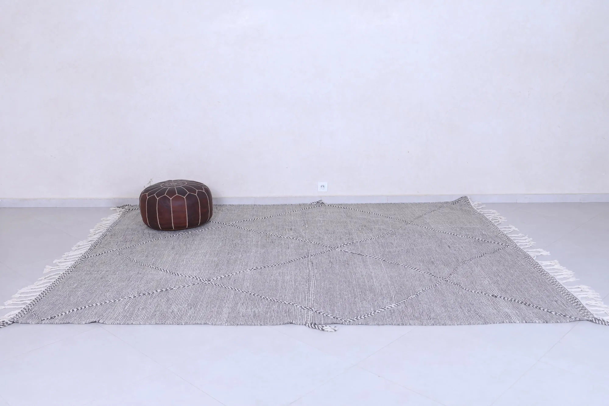 Gray Kilim rug - Moroccan rug -  All wool