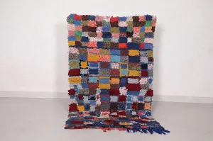 Hand-Knotted Berber Rug 2.9 x 4.9 Feet - Vibrant Checkered Design