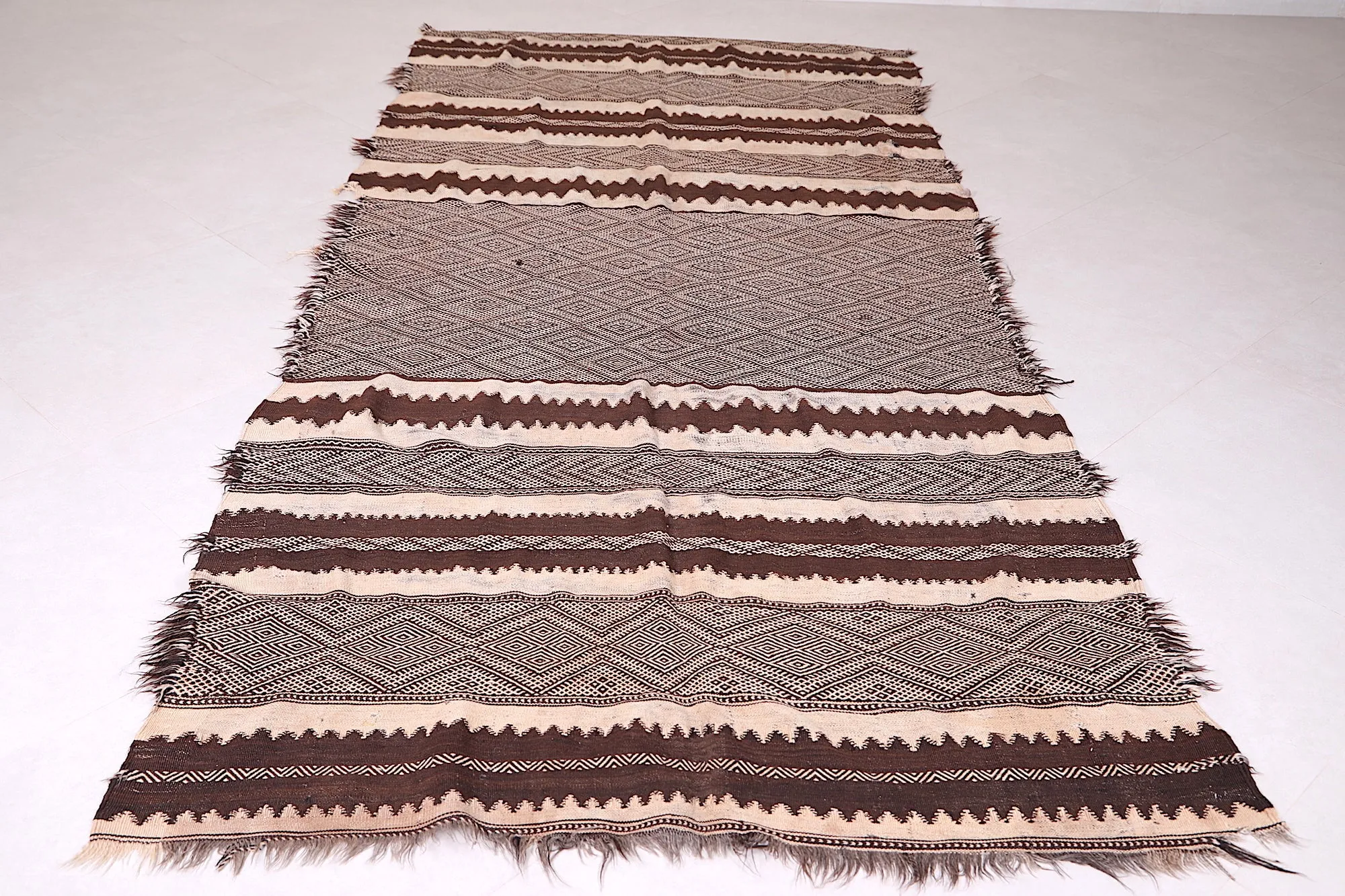 Hand Woven Moroccan Rug 4.7 ft x 10.3 ft - Vintage Berber Kilim