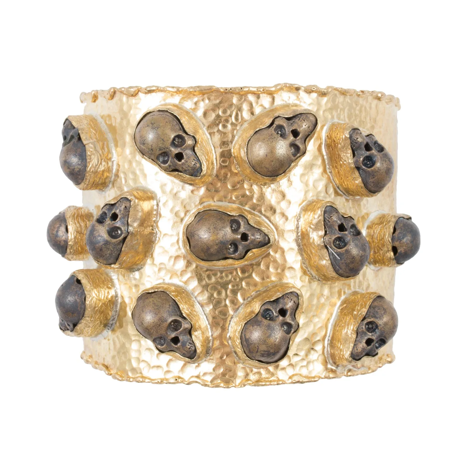 Handmade Burnished Skull Stone & Brass Cuff from Istanbul
