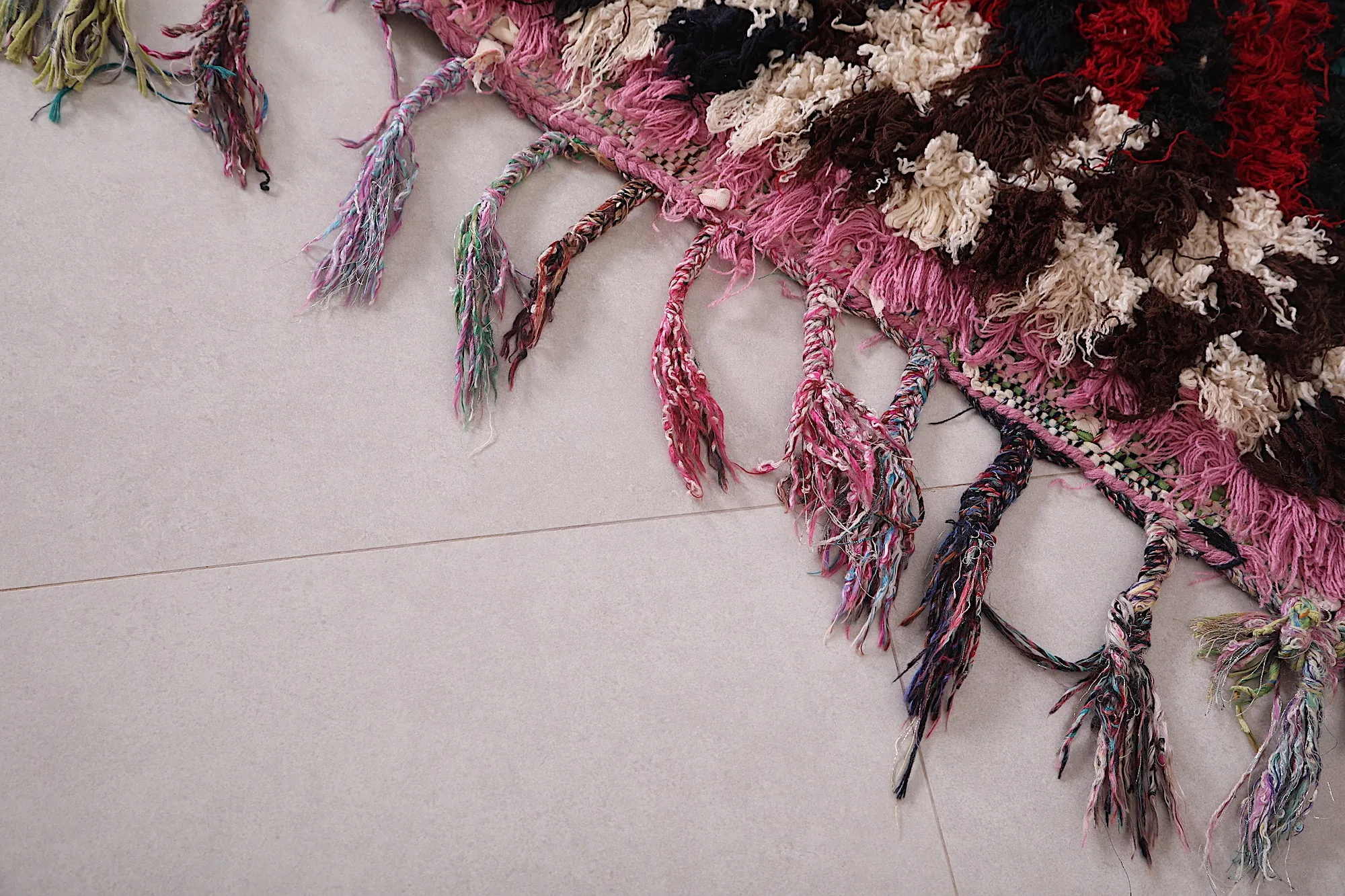 Handmade Moroccan Boucherouite Rug 4.4 x 6.9 Feet - Bold Striped Design