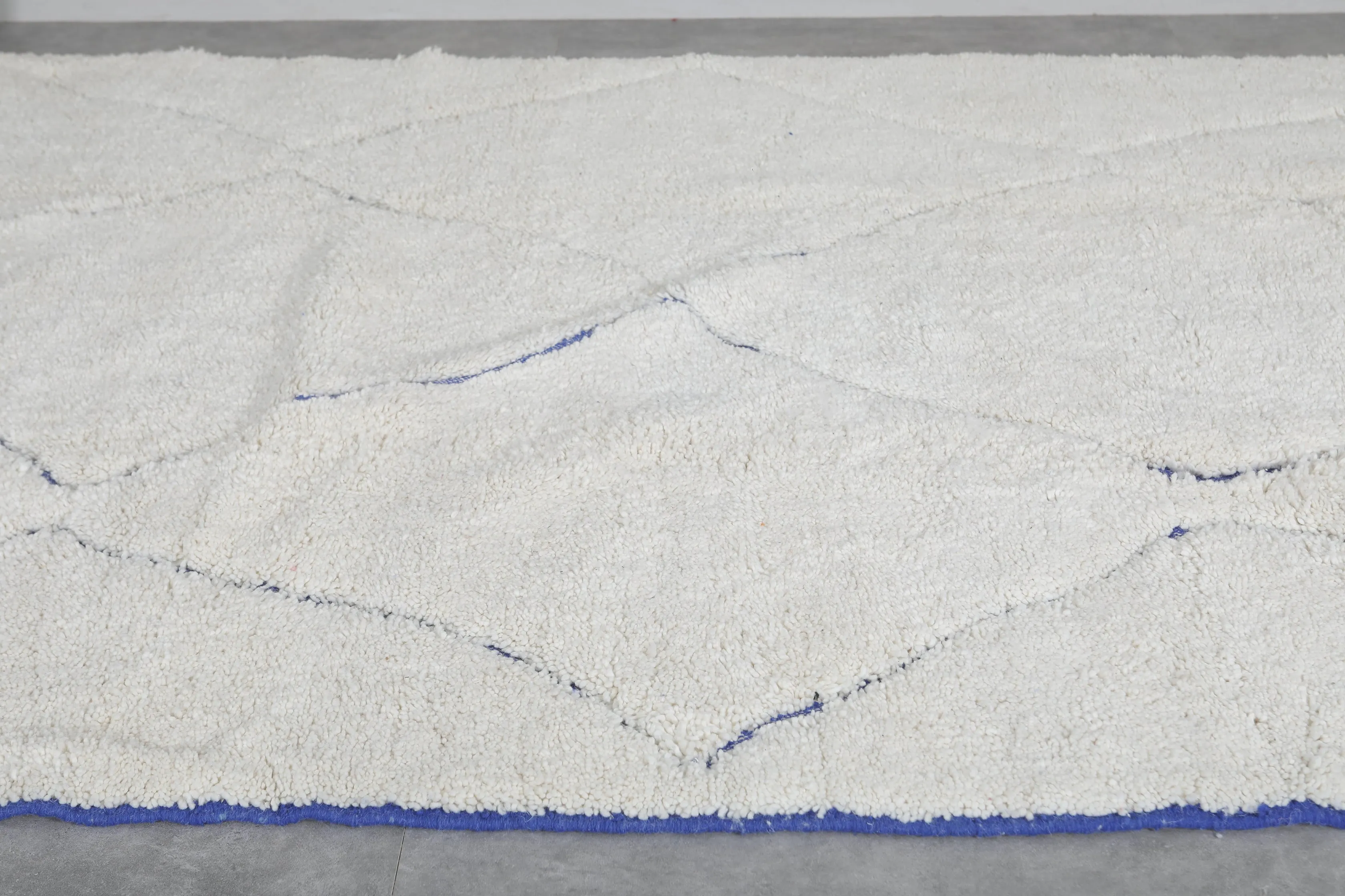 Handmade Moroccan rug - Beni ourain wool rug - Blue and White Custom Rug