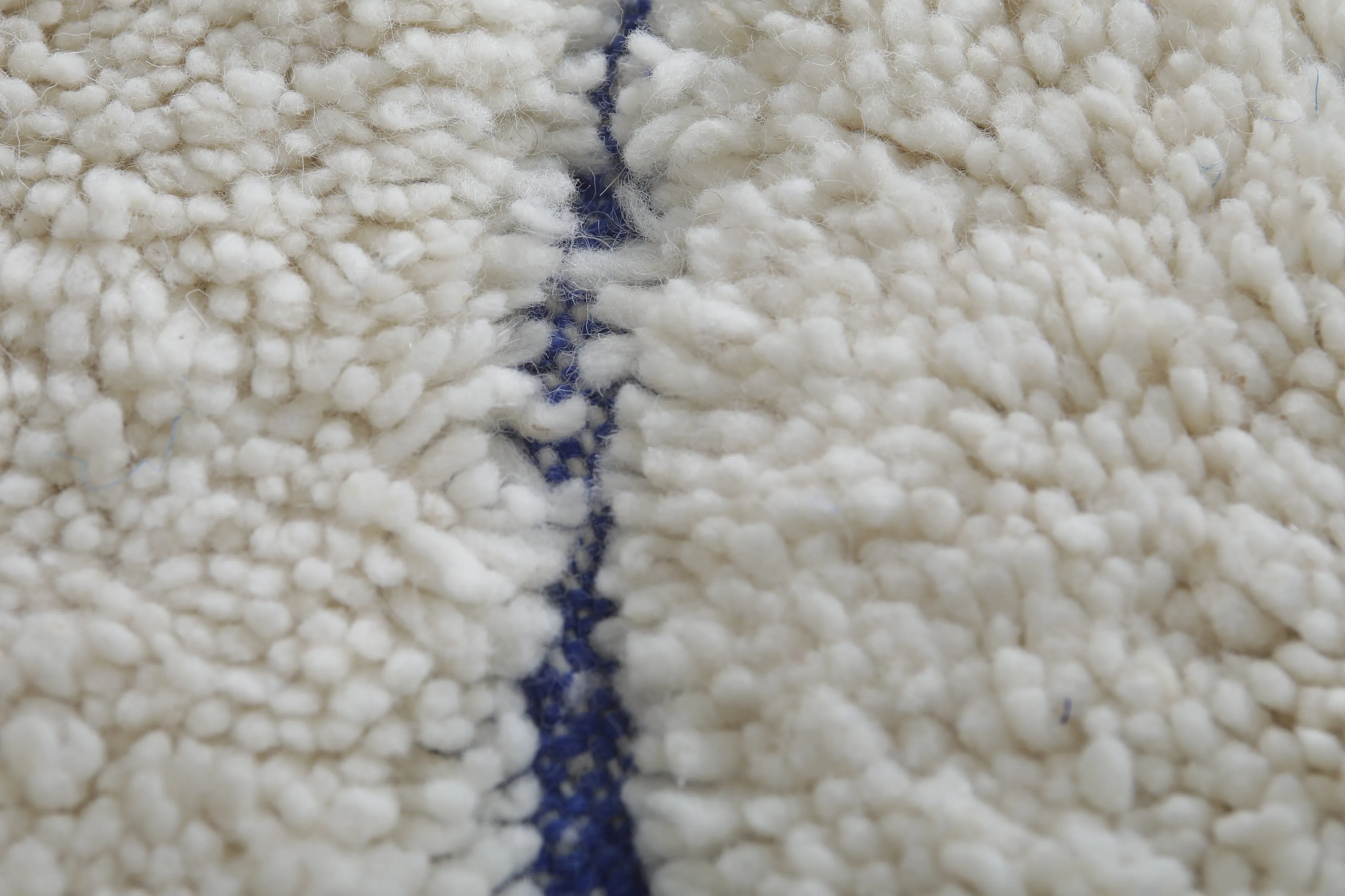 Handmade Moroccan rug - Beni ourain wool rug - Blue and White Custom Rug
