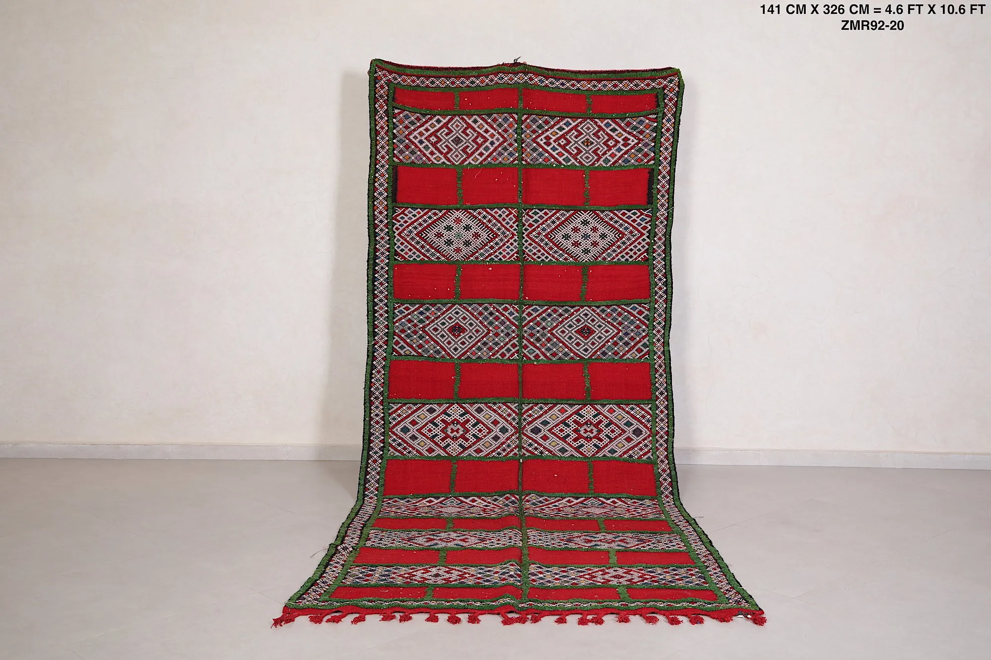 Handmade Moroccan Runner Rug – 4.6 x 10.6 Feet | Vintage Berber Carpet