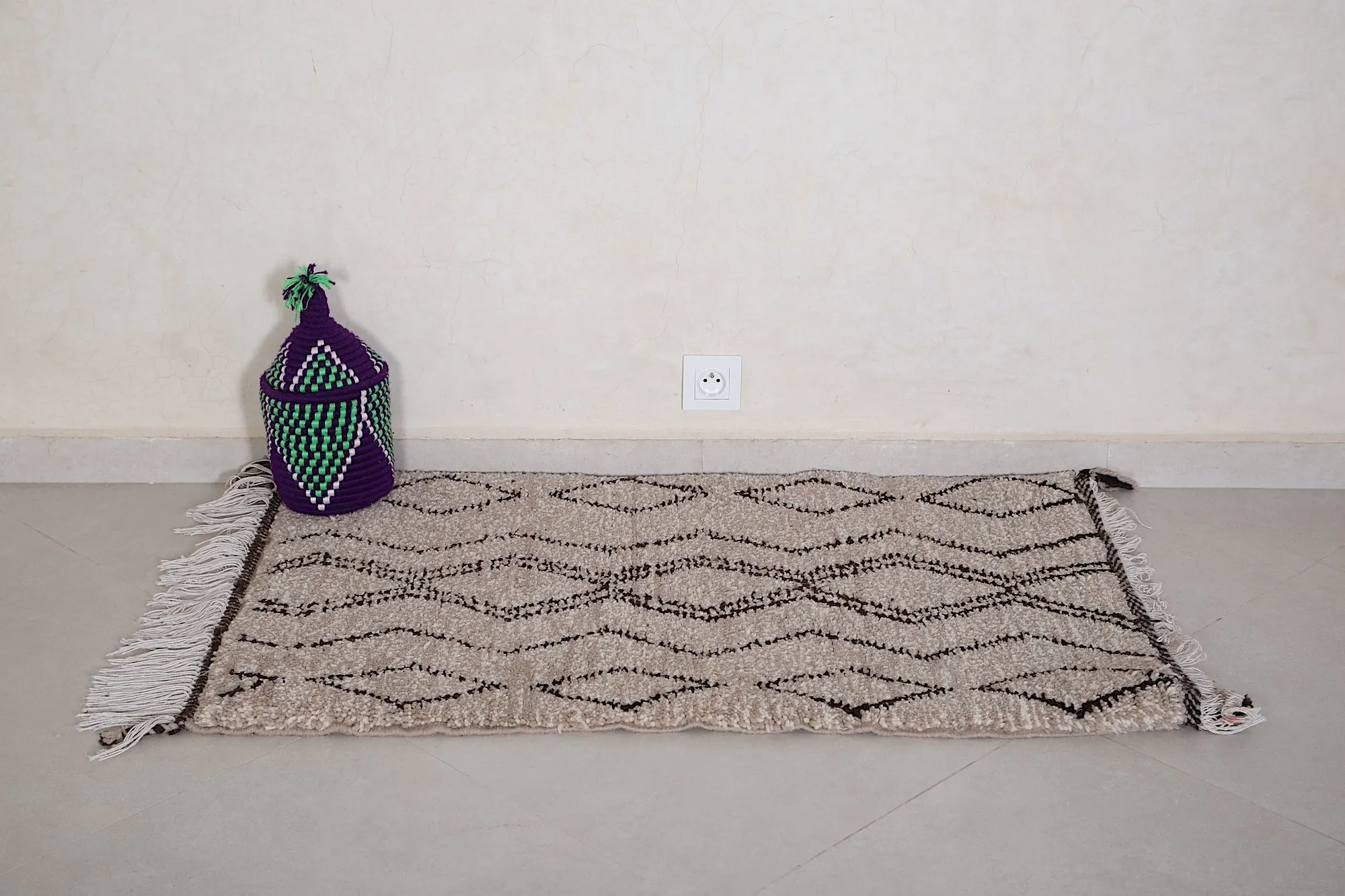 Handmade Vintage Rug 2.3 x 3.9 ft – Custom Moroccan Wool Carpet