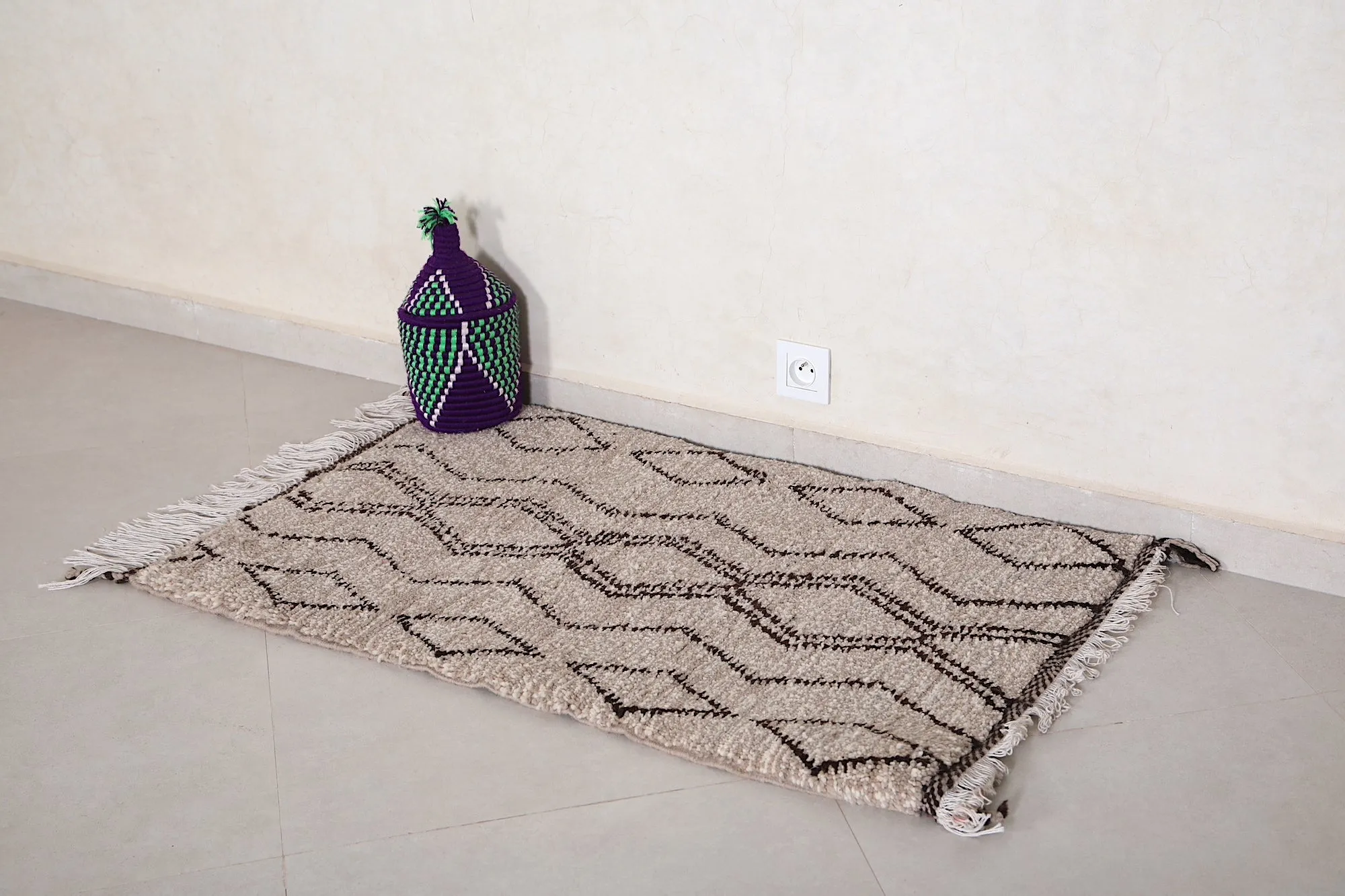 Handmade Vintage Rug 2.3 x 3.9 ft – Custom Moroccan Wool Carpet