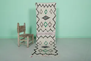 Handmade White Berber Runner Rug 1.9 X 5.9 Feet