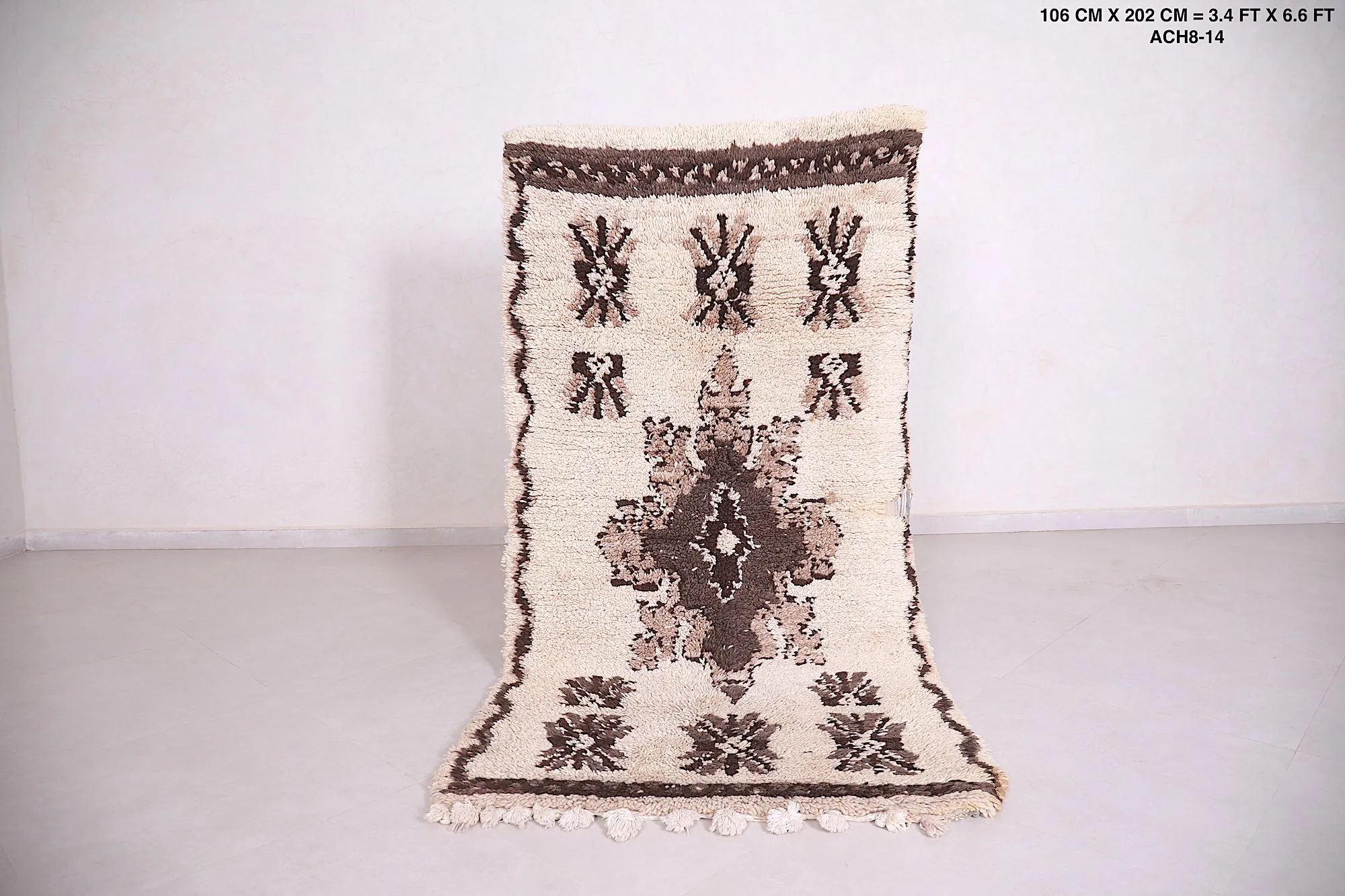 Handmade Wool Rug – 3.4 x 6.6 ft Authentic Moroccan Rug