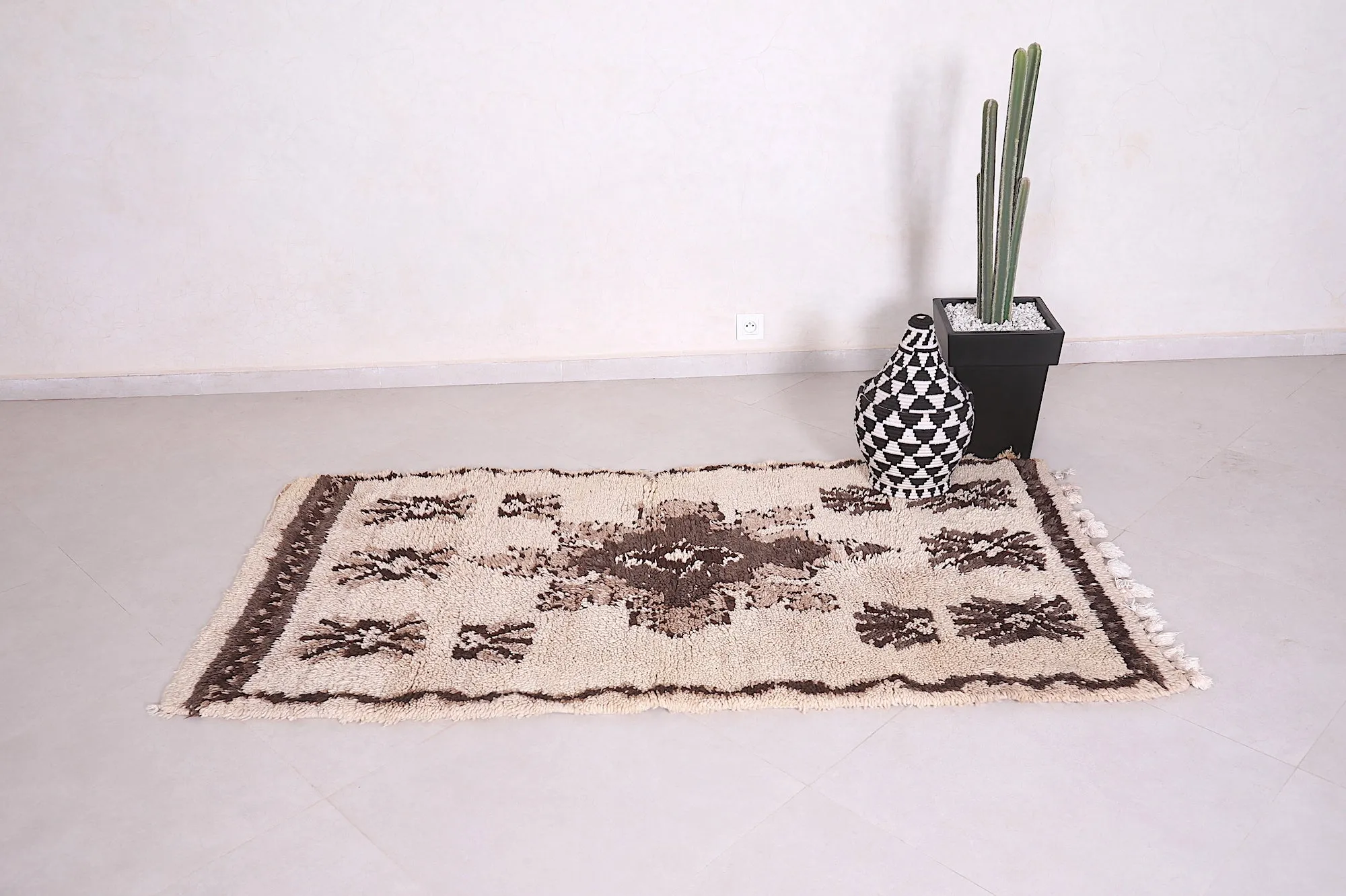 Handmade Wool Rug – 3.4 x 6.6 ft Authentic Moroccan Rug