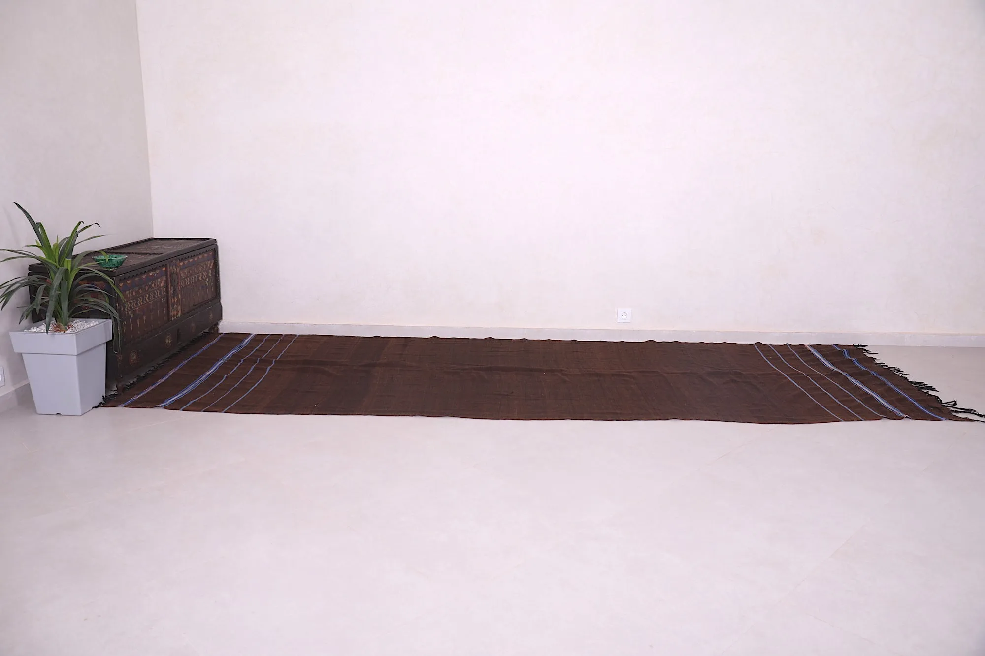 Handwoven Berber Kilim - 4.7 FT X 13 FT | Moroccan Long Rug