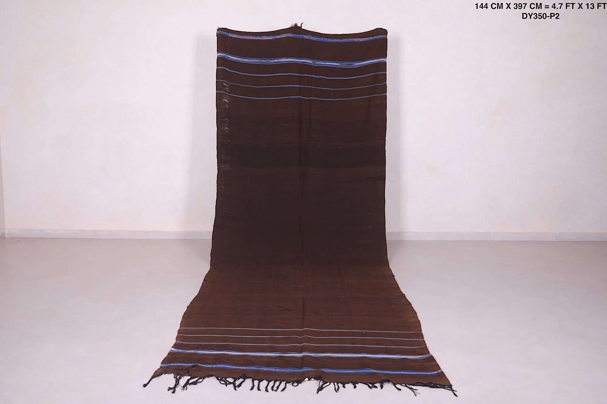 Handwoven Berber Kilim - 4.7 FT X 13 FT | Moroccan Long Rug