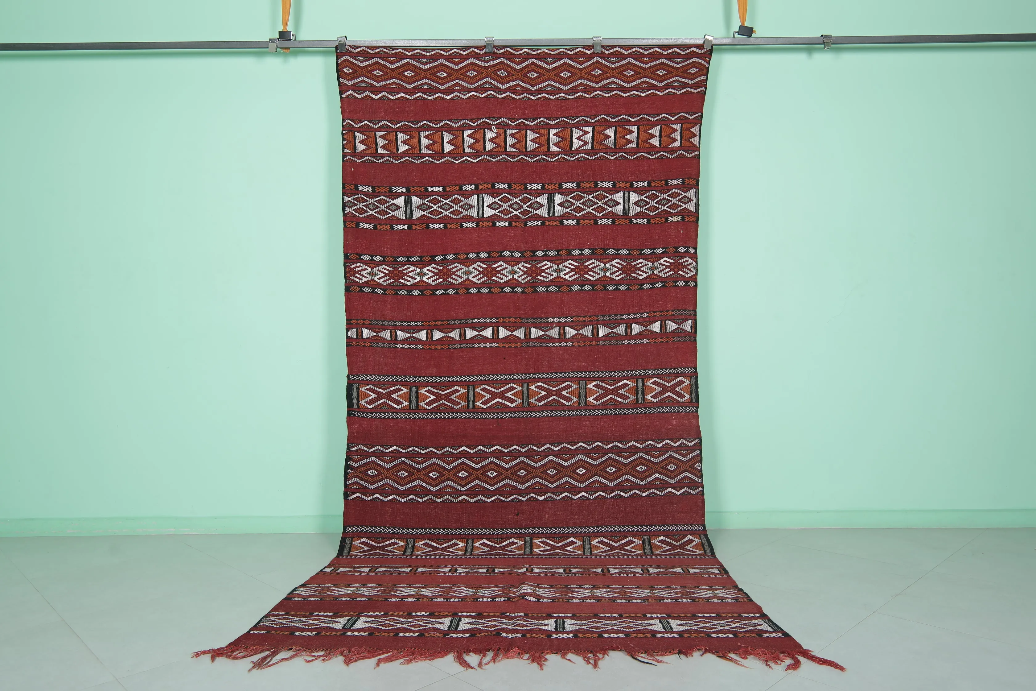 Handwoven Berber Kilim Rug - 5.1 FT × 10.9 FT | Moroccan Artisan Masterpiece