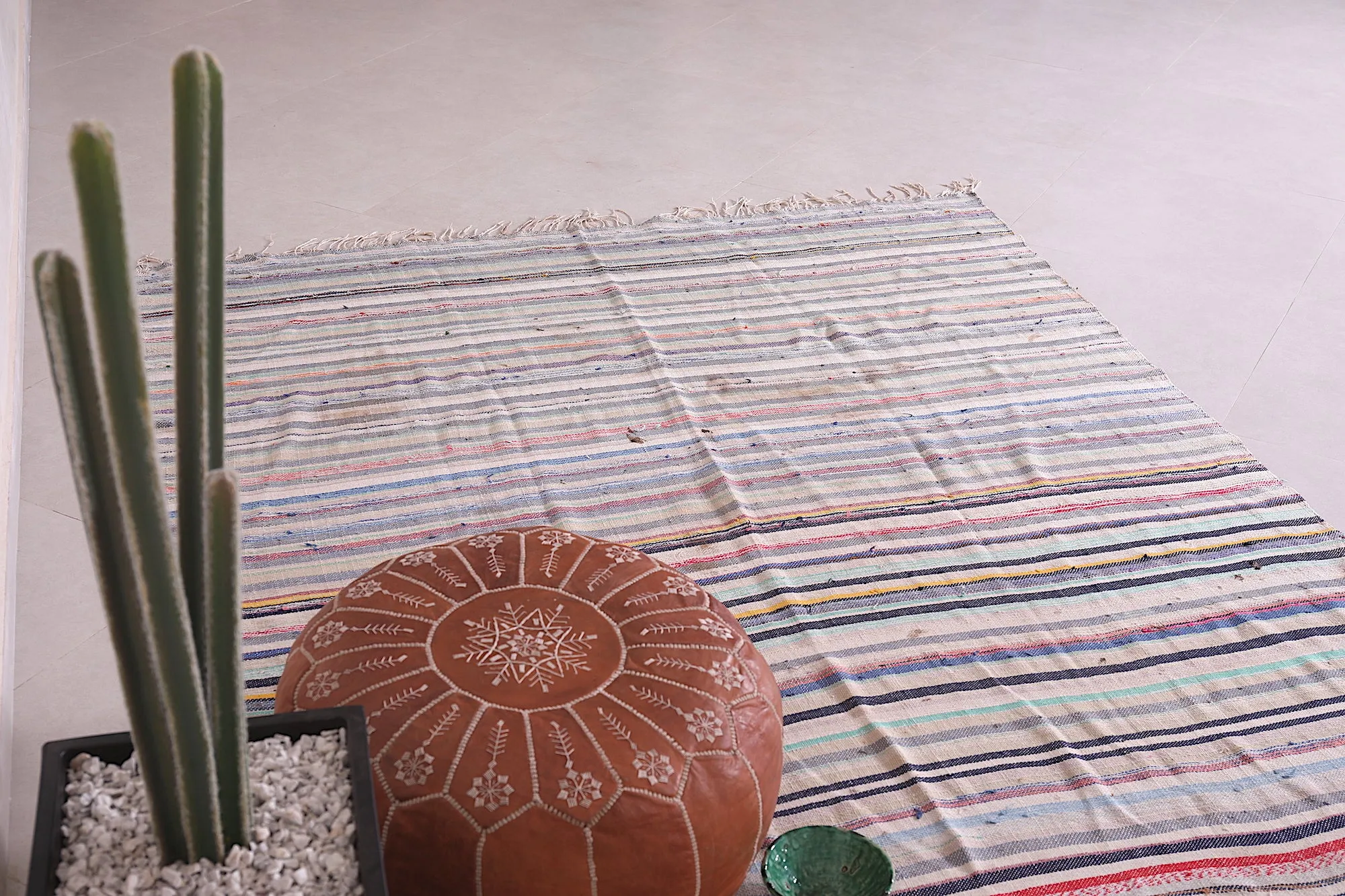 Handwoven Berber Rug - 5.8 FT X 7.1 FT | Moroccan Striped Rug