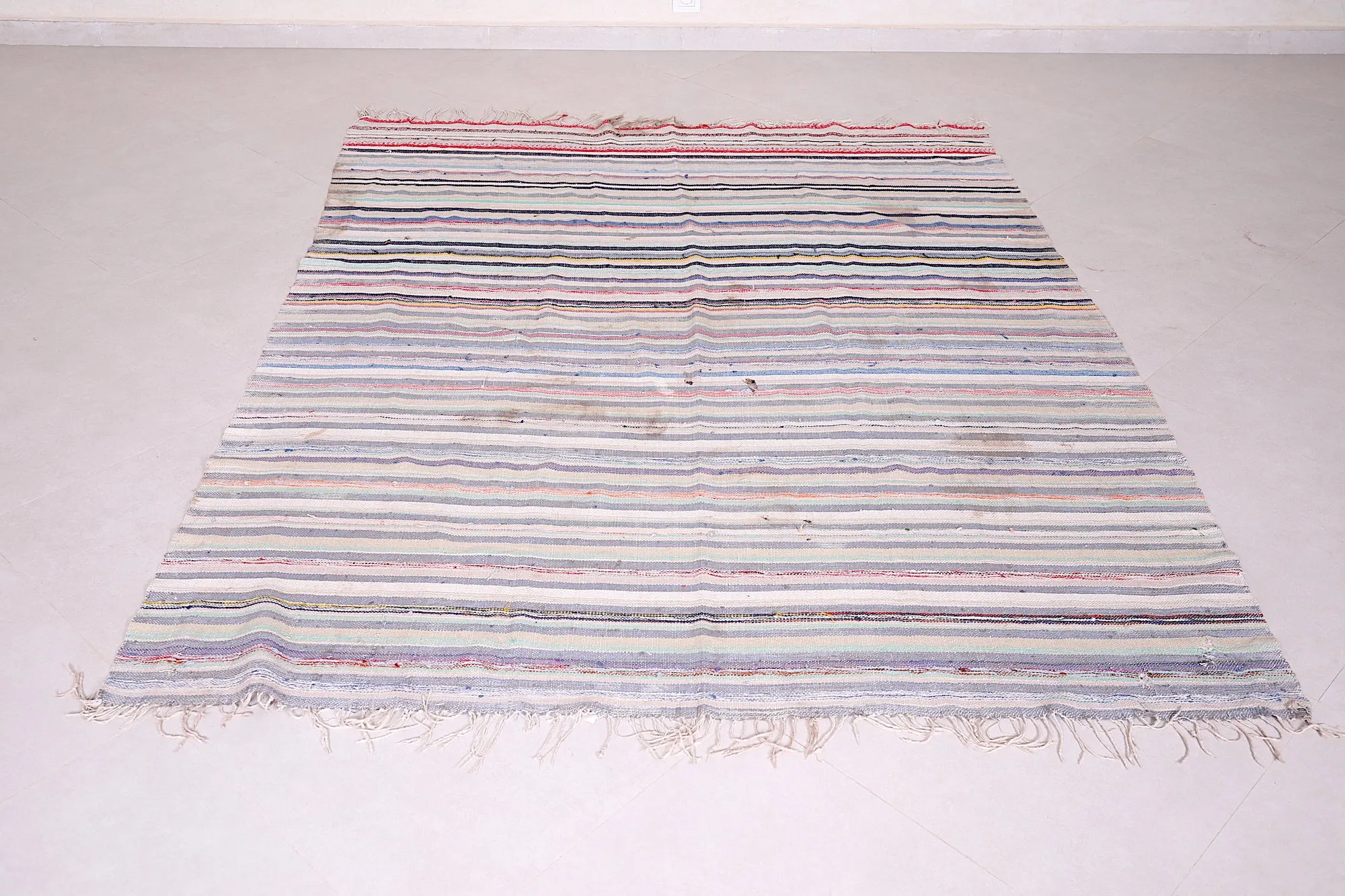 Handwoven Berber Rug - 5.8 FT X 7.1 FT | Moroccan Striped Rug