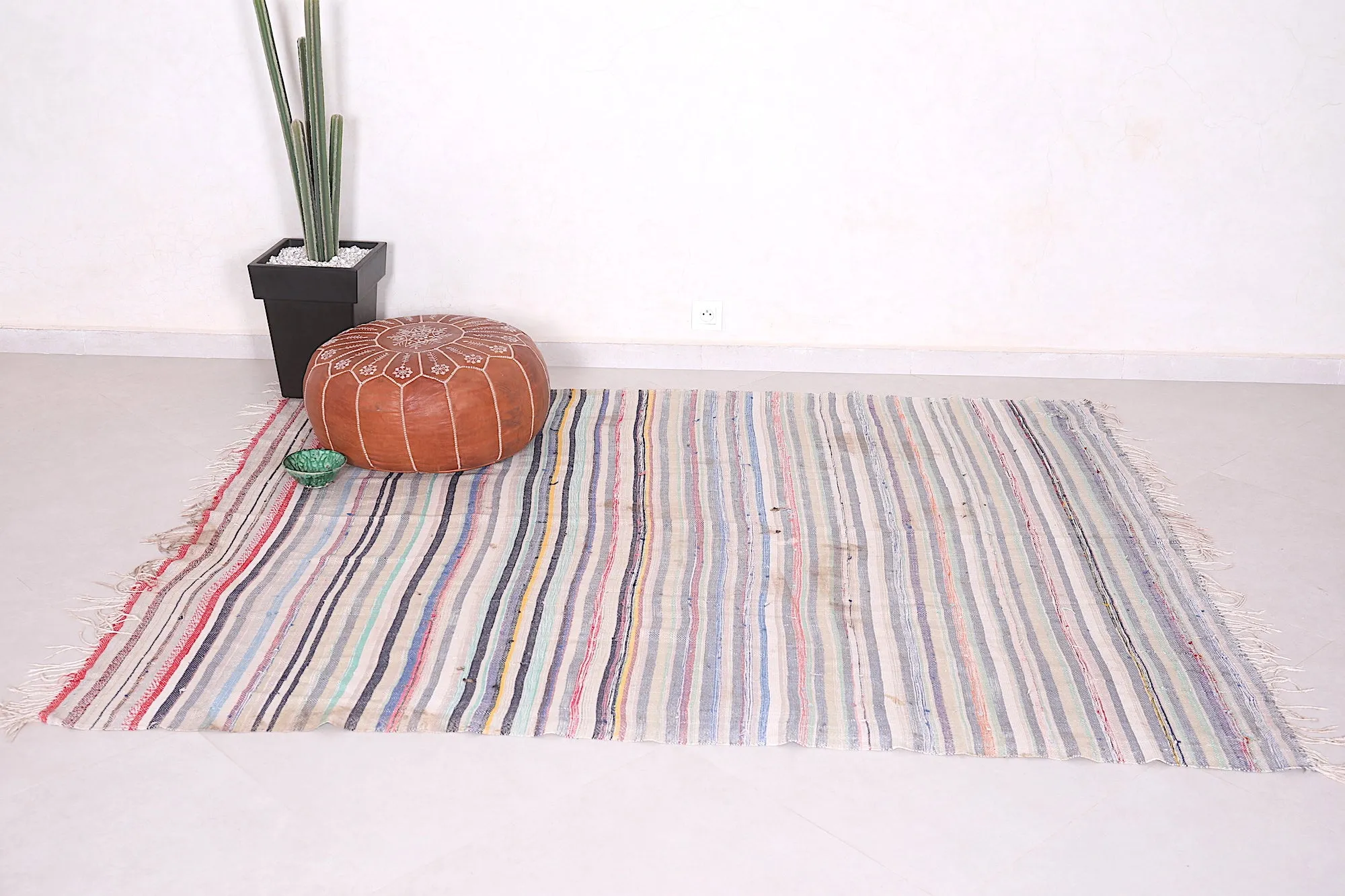 Handwoven Berber Rug - 5.8 FT X 7.1 FT | Moroccan Striped Rug