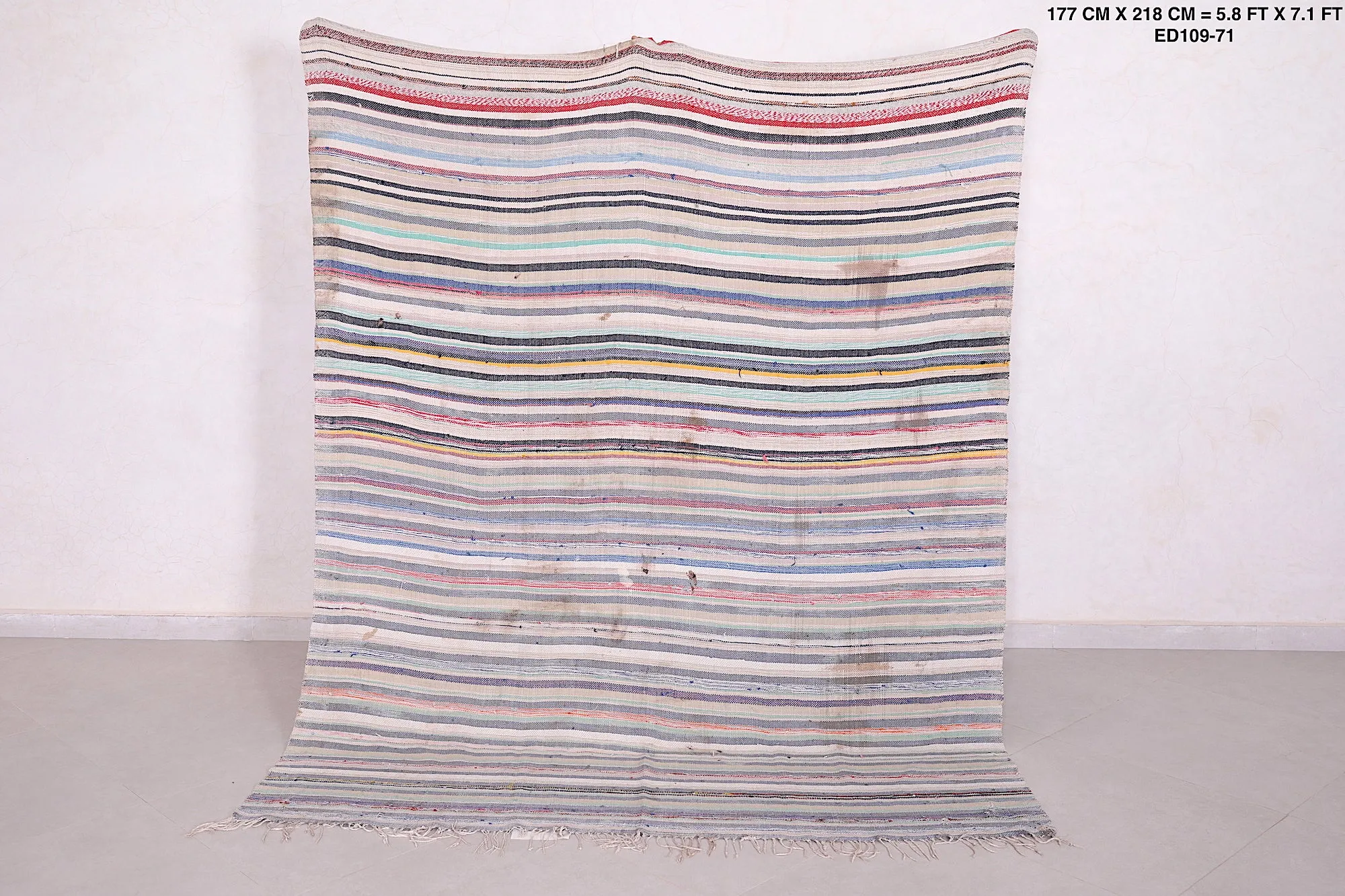 Handwoven Berber Rug - 5.8 FT X 7.1 FT | Moroccan Striped Rug