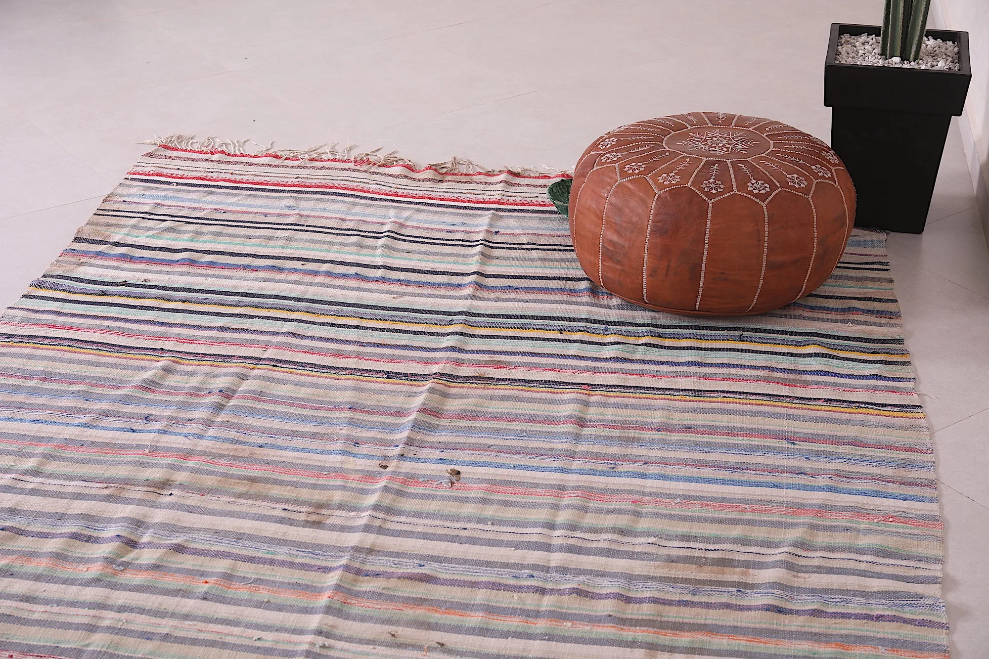 Handwoven Berber Rug - 5.8 FT X 7.1 FT | Moroccan Striped Rug