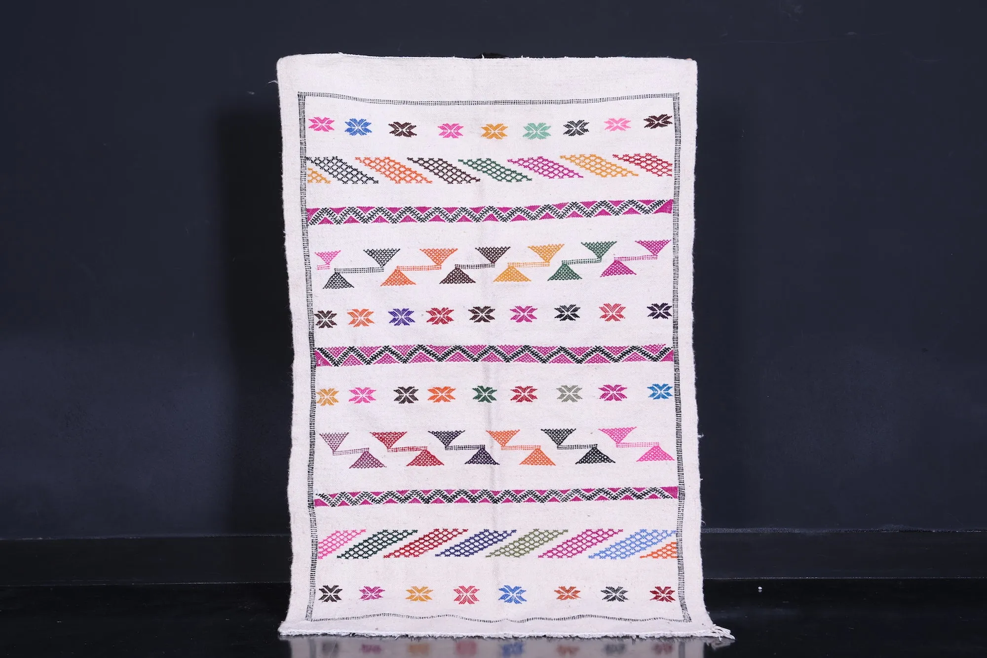 Handwoven Kilim - 3.2 FT X 5 FT - Vibrant Geometric Design
