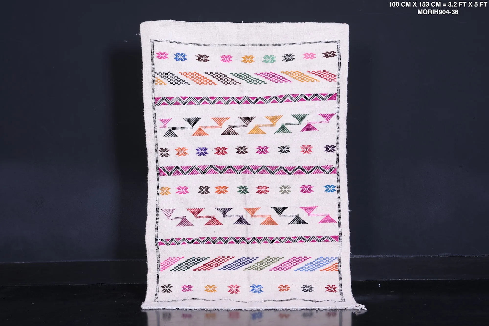 Handwoven Kilim - 3.2 FT X 5 FT - Vibrant Geometric Design