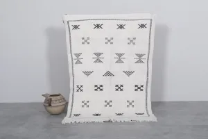 Handwoven Kilim Rug - 3 FT X 4.6 FT | Black and White Moroccan Rug