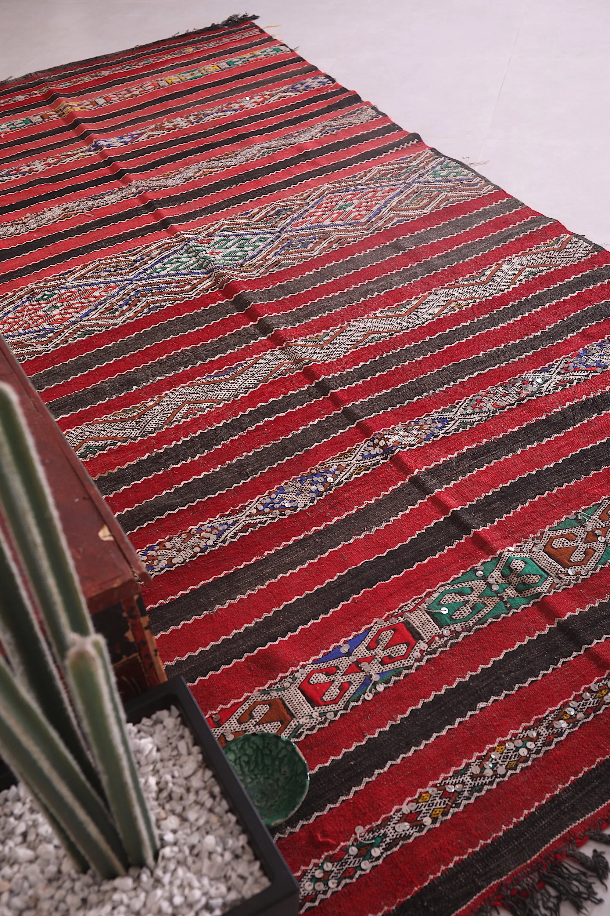 Handwoven Moroccan Kilim Rug 5.4 x 10.7 FT - Striped Vintage Charm