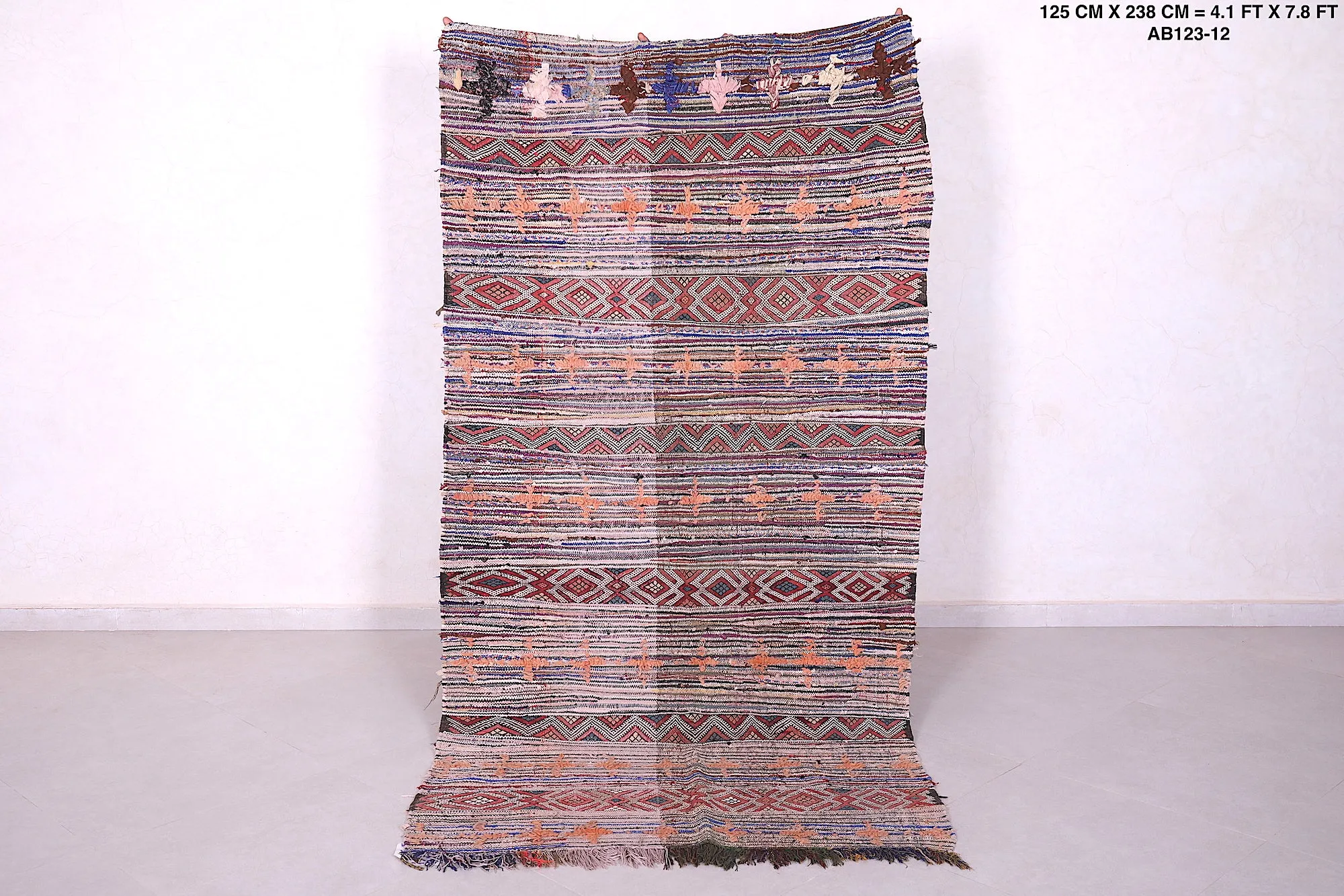 Handwoven Moroccan Rug 4.1 x 7.8 FT - Vibrant Artisan Design