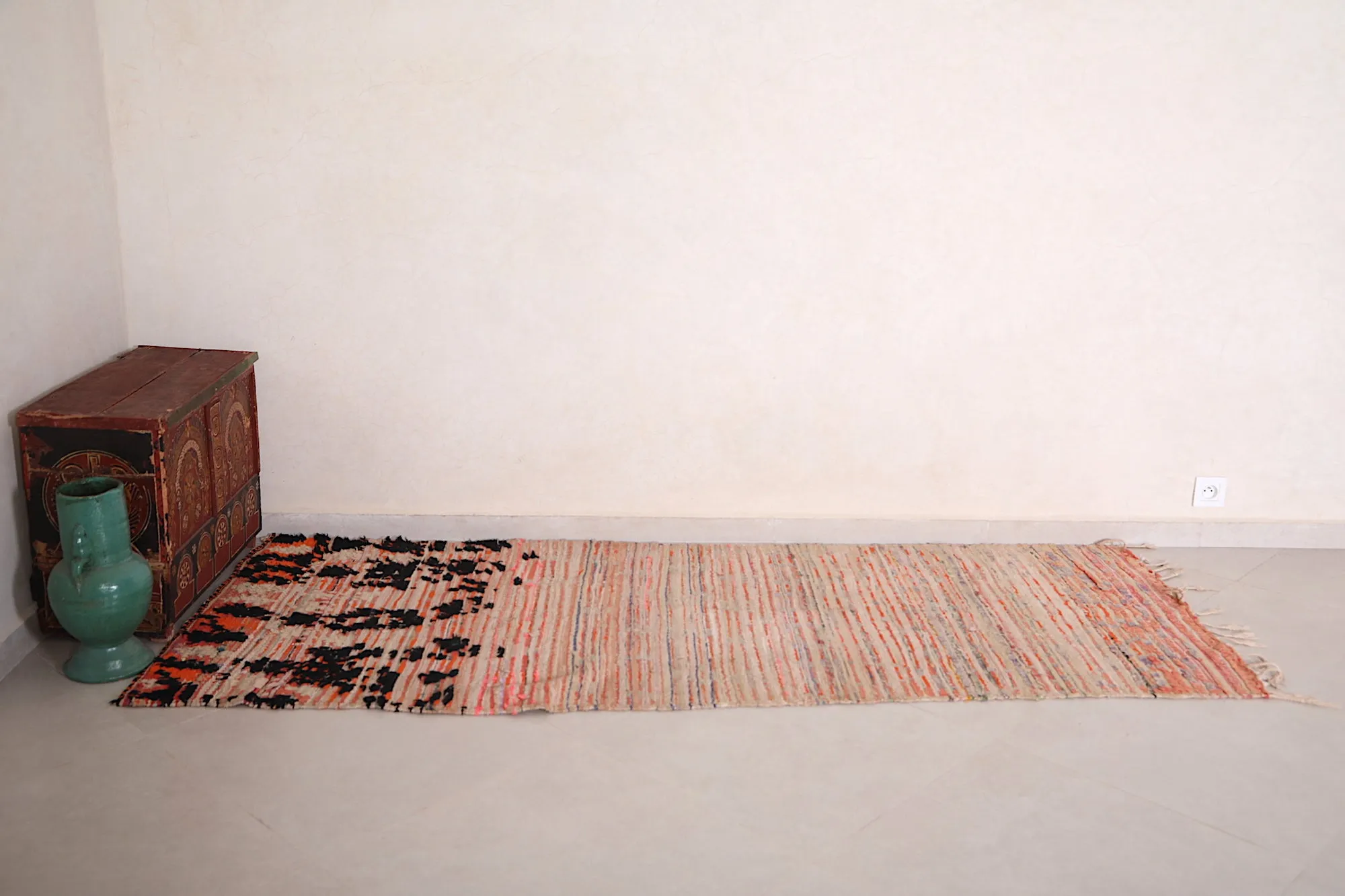 Handwoven Moroccan Runner Rug - Artisan Craft 3.1x7.9 ft