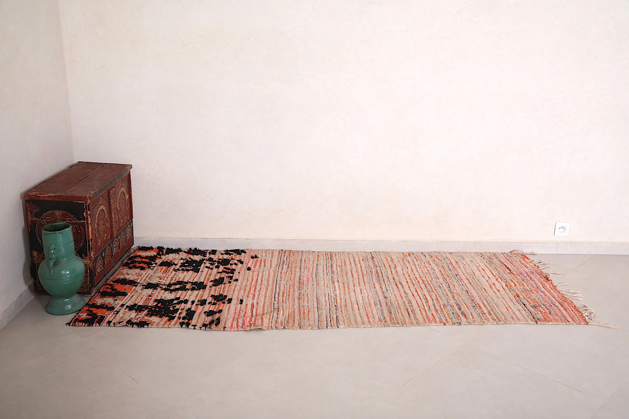 Handwoven Moroccan Runner Rug - Artisan Craft 3.1x7.9 ft